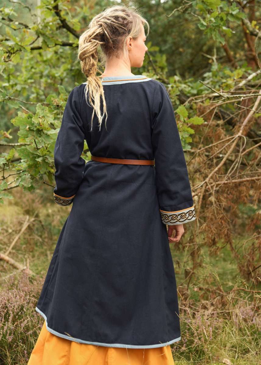 Battle Merchant Burgfräulein-Kostüm Bestickter Wikinger-Mantel, dunkelblau günstig online kaufen