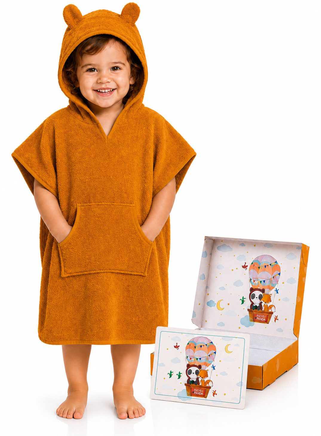 Fuchs & Panda Badeponcho Kuscheliger Badeponcho Baby und Kinder (0-6Jahre) aus 100% Bambus, 100% Bambus: Antimikrobiell, Atmungsaktiv, Hypoallergen, Superweich