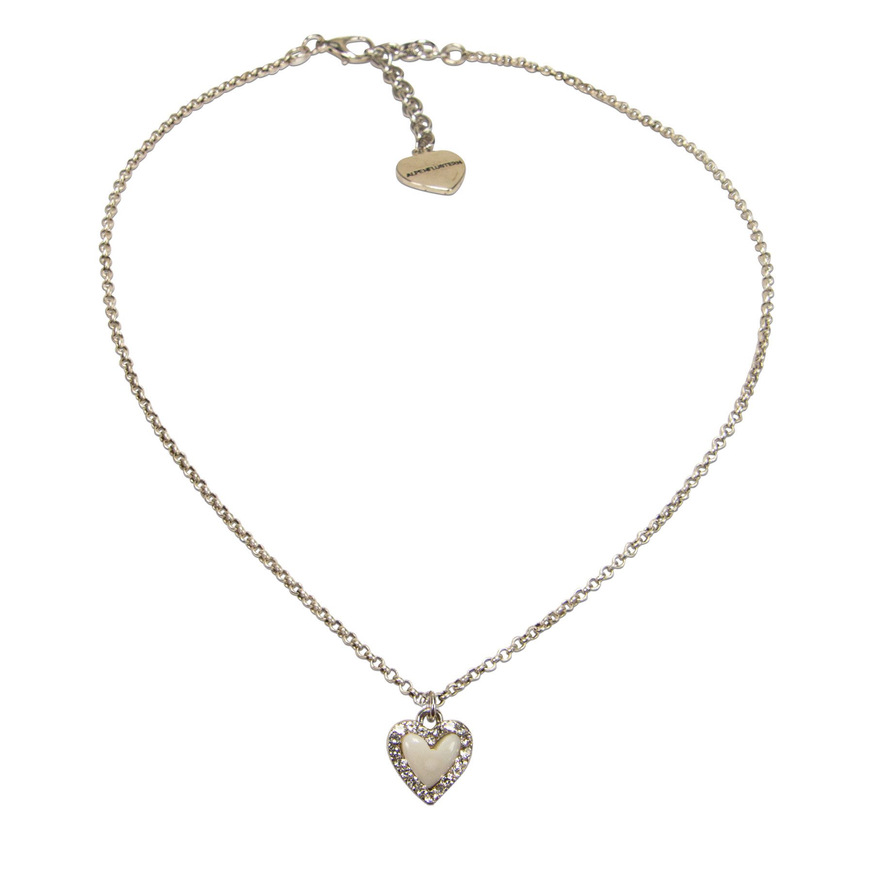 Alpenflüstern Collier Trachten-Halskette Strassherz (silber-farben), - Damen-Trachtenschmuck, Dirndlkette, Trachtenkette