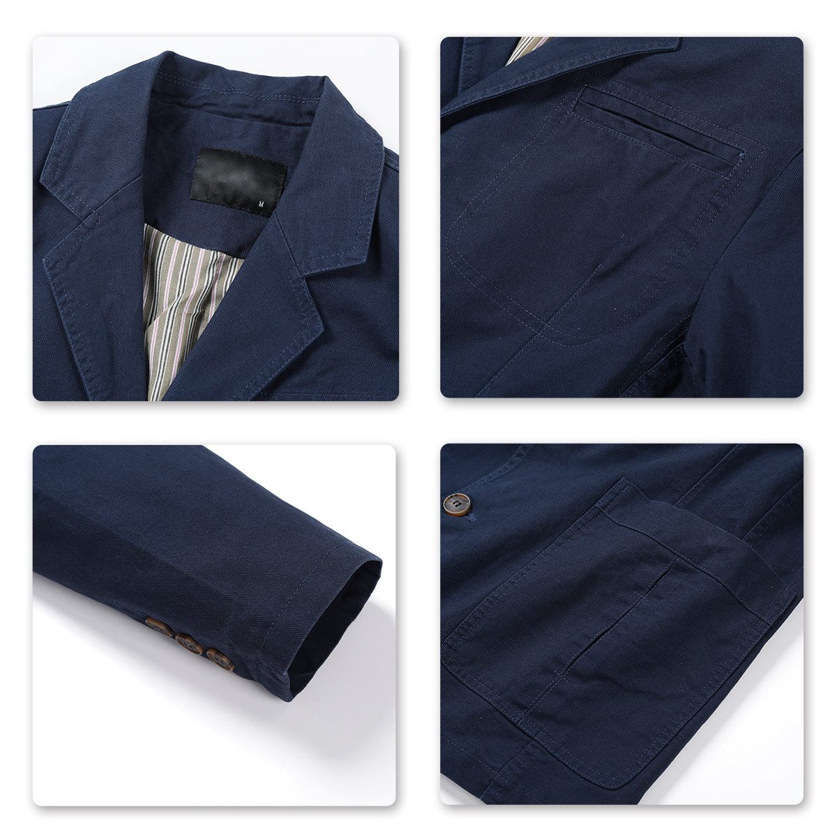 Allthemen Sakko Slim Fit Casual-Sakko im Used Look – Bild 4 von 5