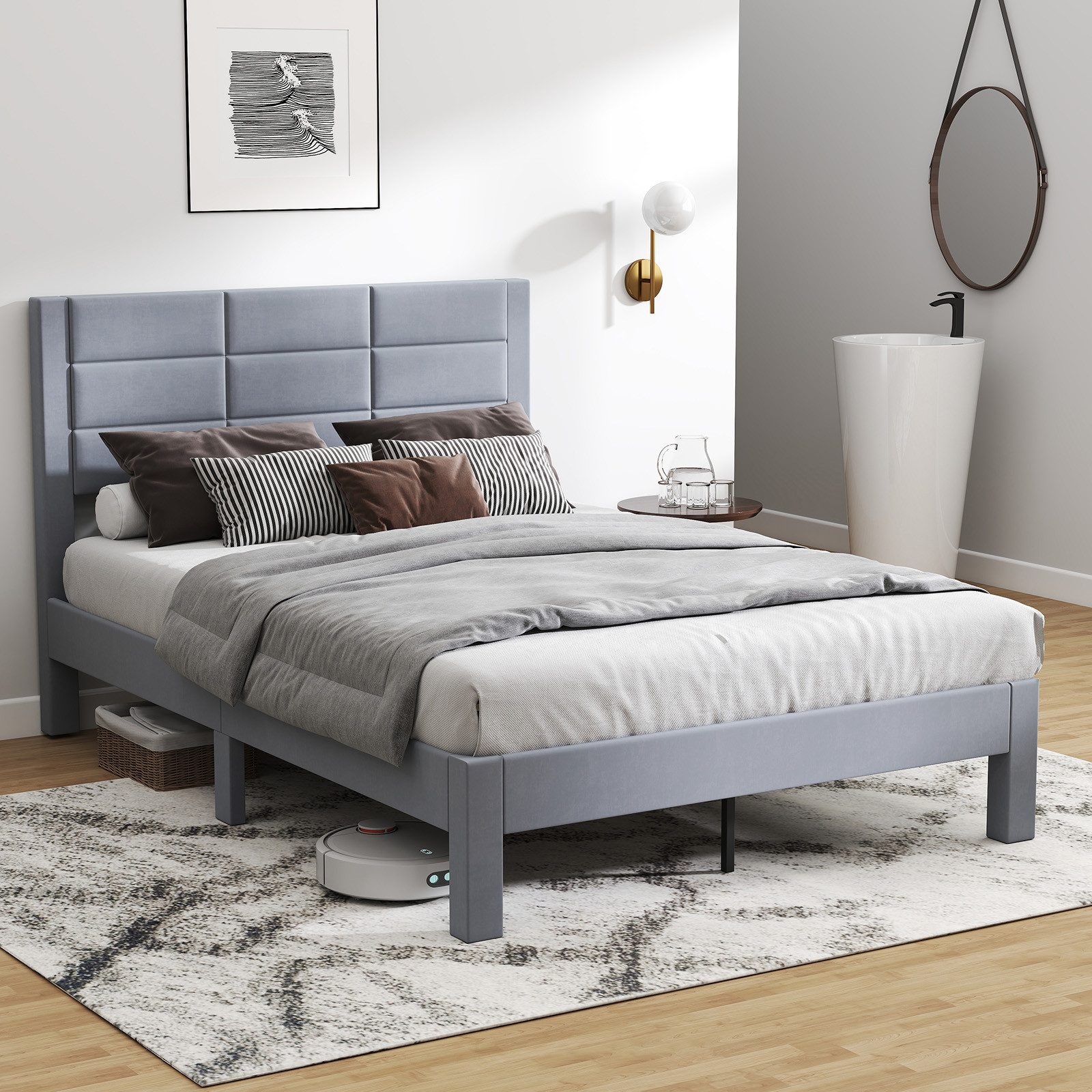 COSTWAY Bettgestell (1-tlg), Bettgestell, Doppelbett, für 140x200cm Matratze