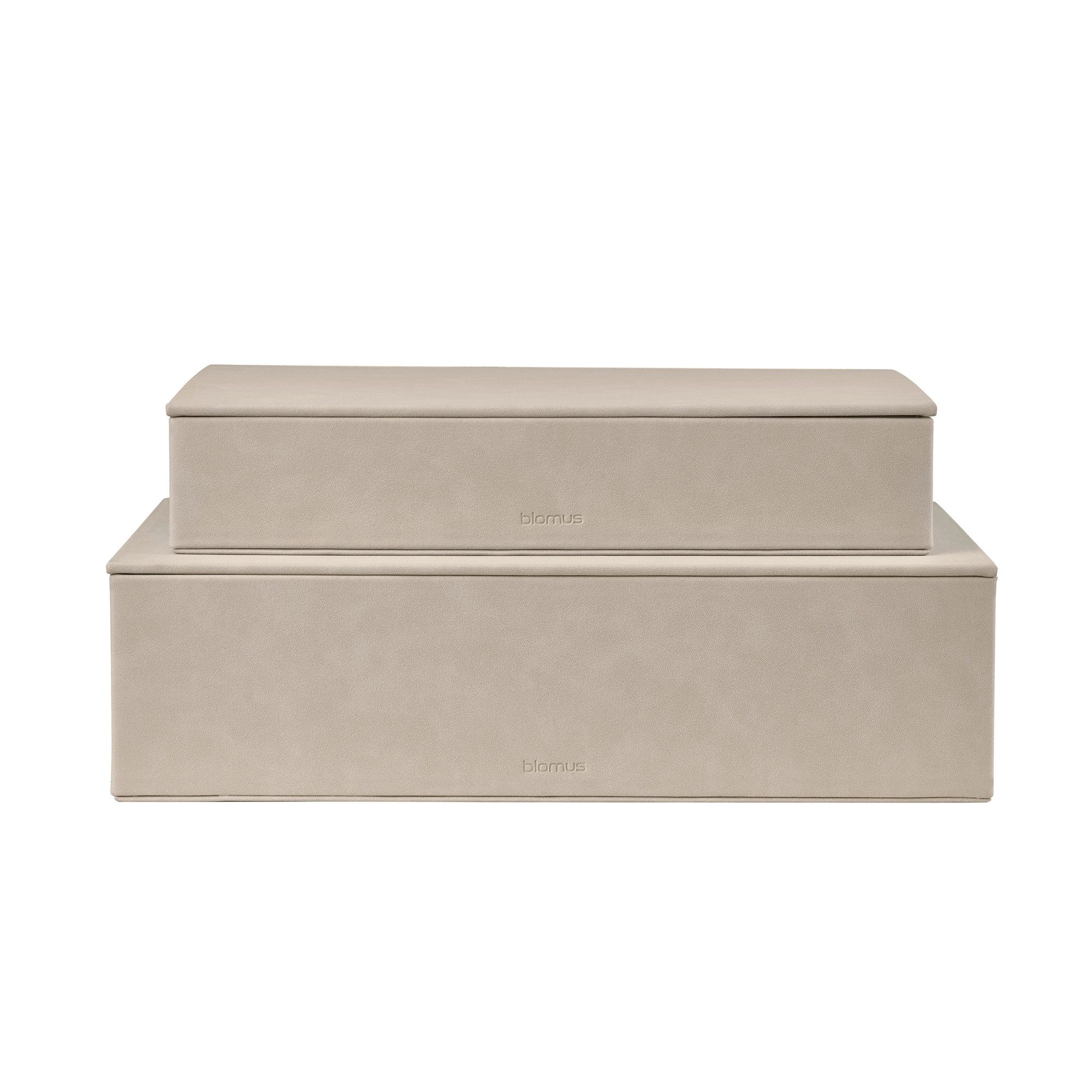 blomus Aufbewahrungsbox 2er Set -SAHLA- Organizer, Ordnungsboxen, Kisten Set, Storage Box (Set, 2 St., 2 Boxen), Funktionales Design, klare Linien, Wildlederoptik, Organizer