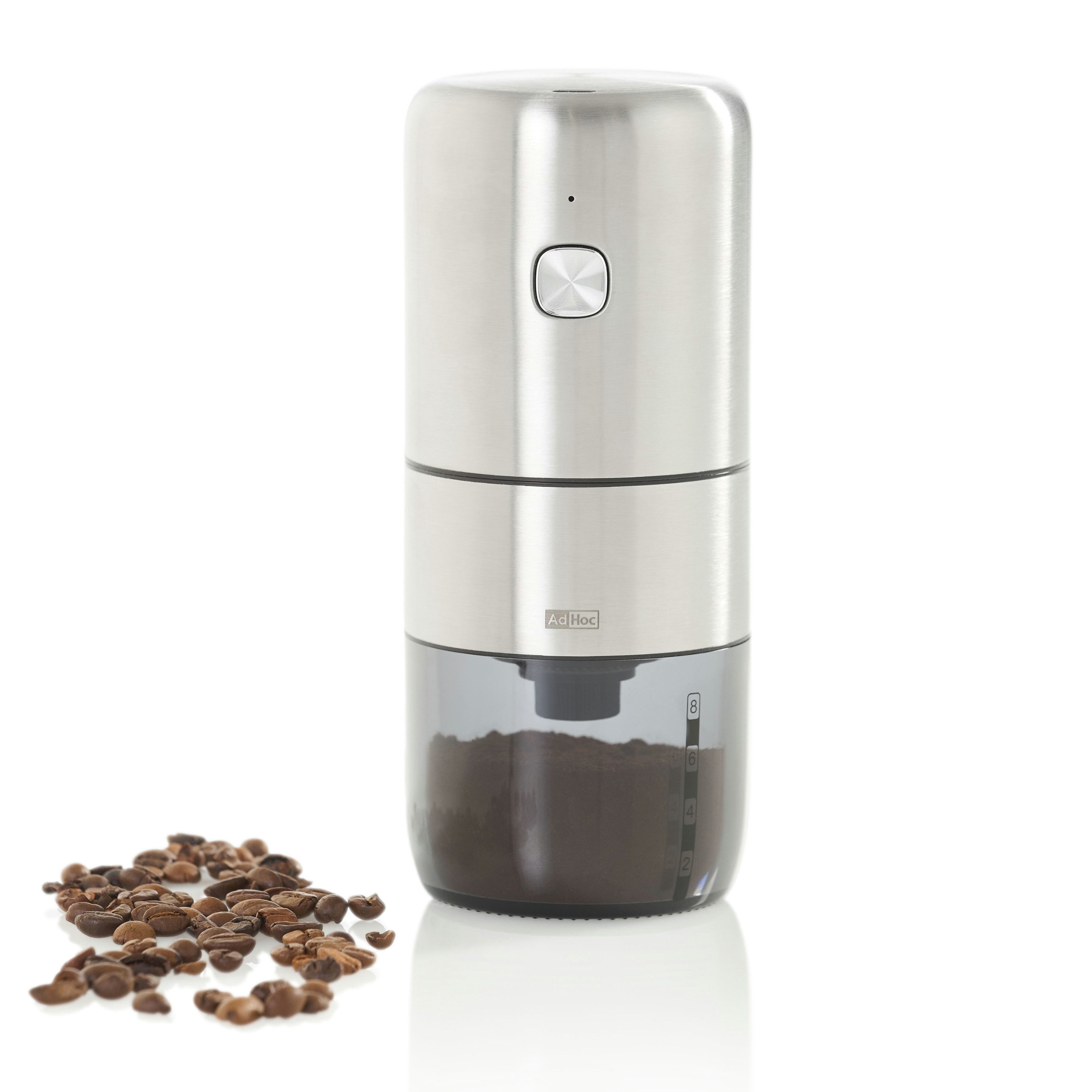 AdHoc Kaffeemühle i.Mill aufladbar, Kegelmahlwerk, 30 g Bohnenbehälter, leise, wiederaufladbar per USB-C