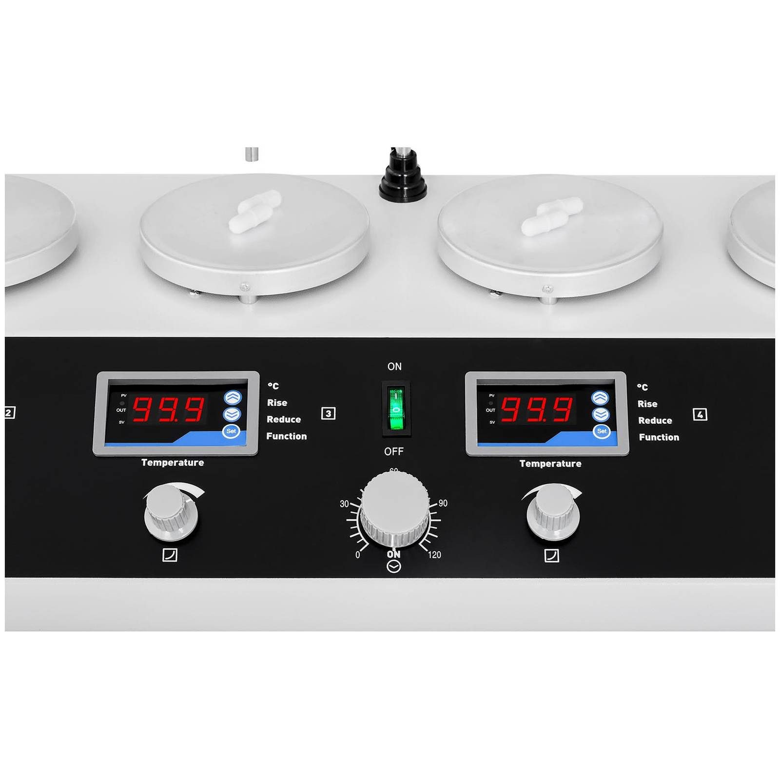 Steinberg Systems Rührquirl Magnetrührer 6 Fach Heizplatte Kochplattenmischer Wärmeplatte 870 Watt, L: 31 cm