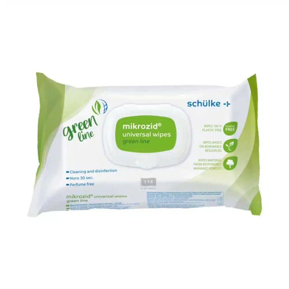 SCHÜLKE & MAYR GmbH Feuchttücherbox Schülke mikrozid® universal wipes green line Desinfektionstücher, Gering alkoholische Schnelldesinfektion von nichtinvasiven