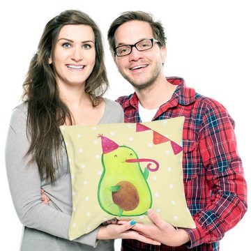Mr. & Mrs. Panda Dekokissen Avocado Birthday - Gelb Pastell - Geschenk, Geburtstag, Party, Kissen