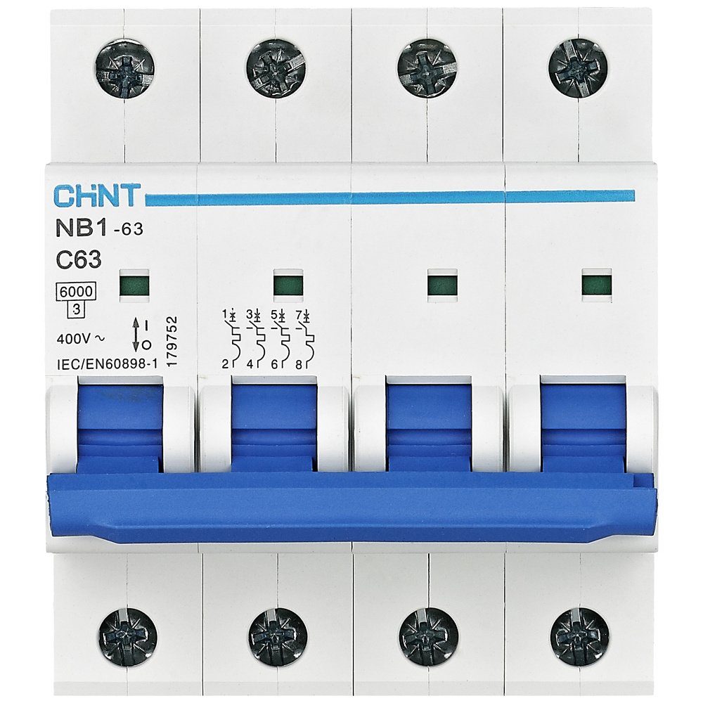 Schalter Chint 179744 NB1-63 4P C20 6kA DB Leitungsschutzschalter 4polig 20