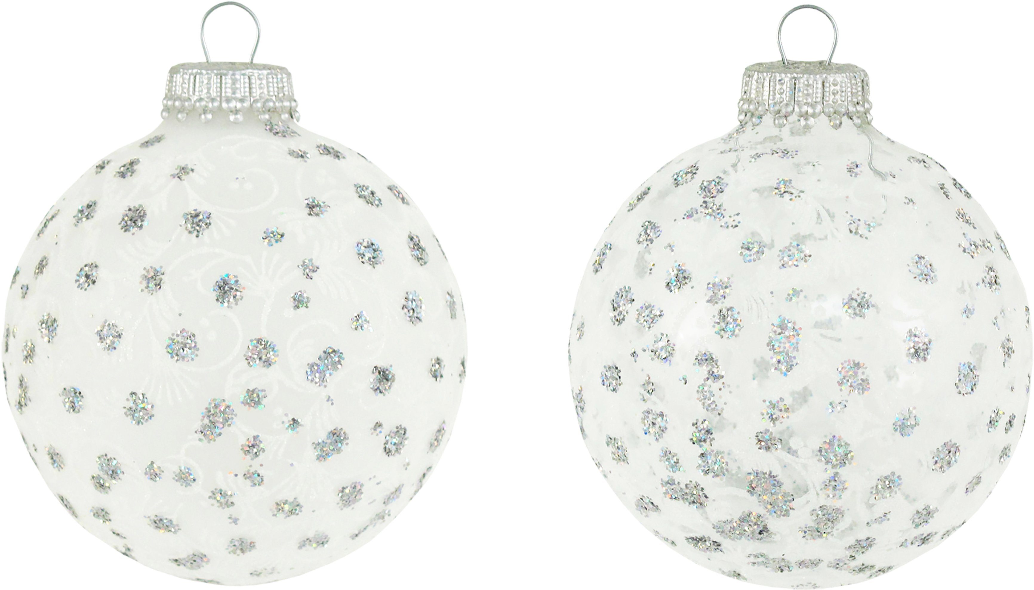 Christbaumkugeln CBK830056A, Glitterdekor Glas Christbaumschmuck, mit St), (8 Glas Weihnachtsdeko, Lauscha Weihnachtsbaumkugel Krebs