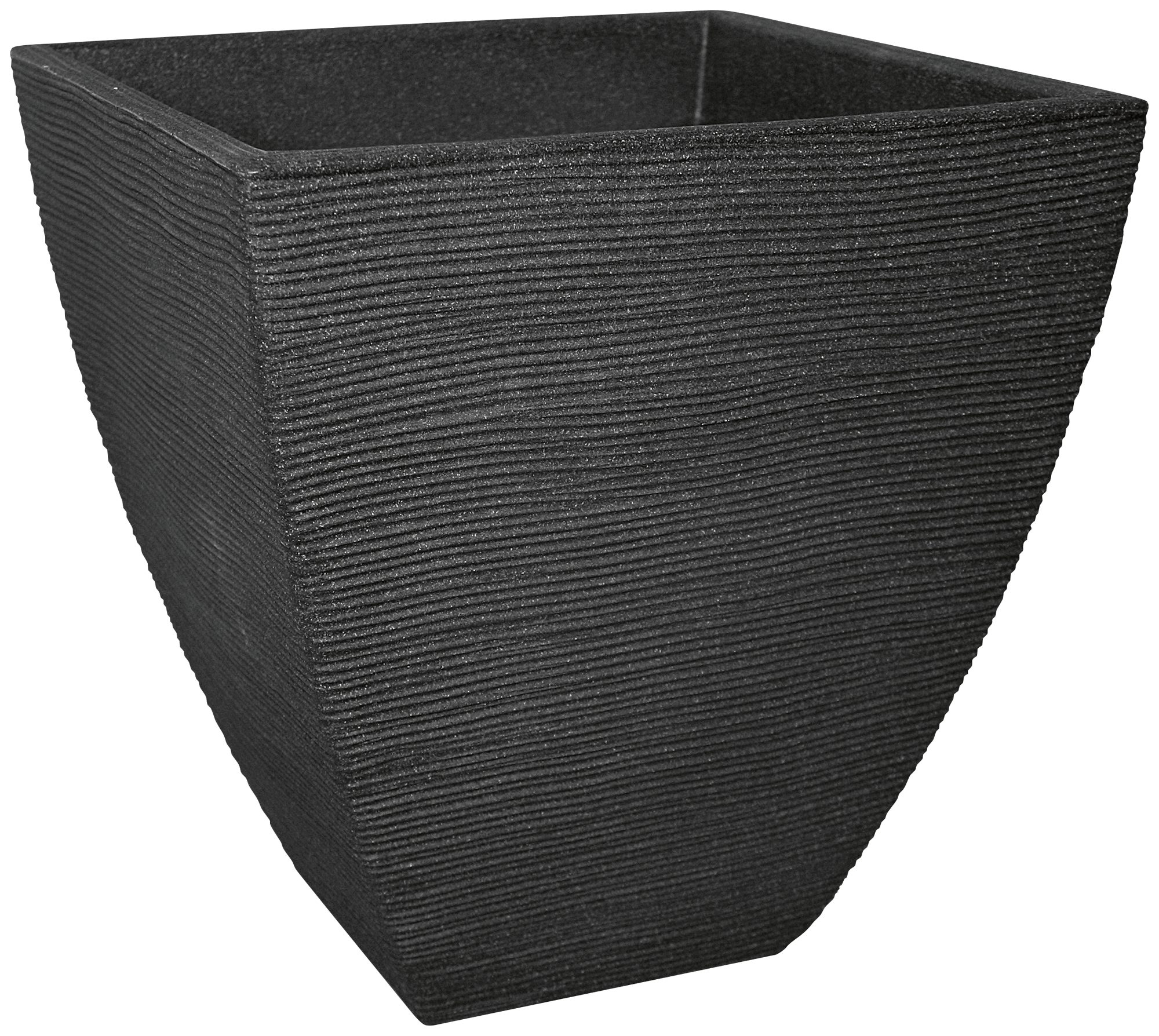 Pflanzkübel Pflanztopf Rillenstruktur eckig Kunststoff H 42 cm anthrazit