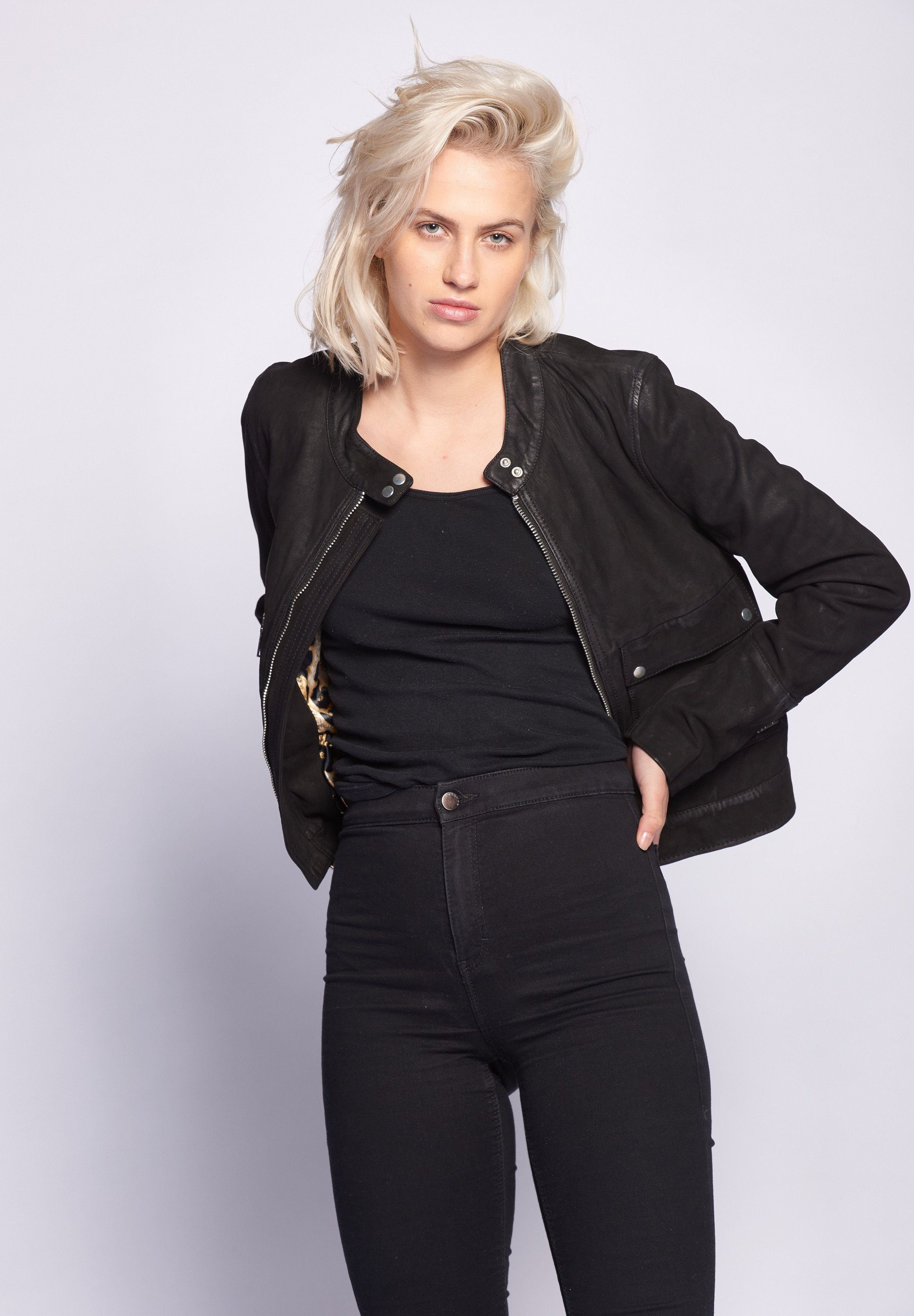 Hamill black Lederjacke Maze