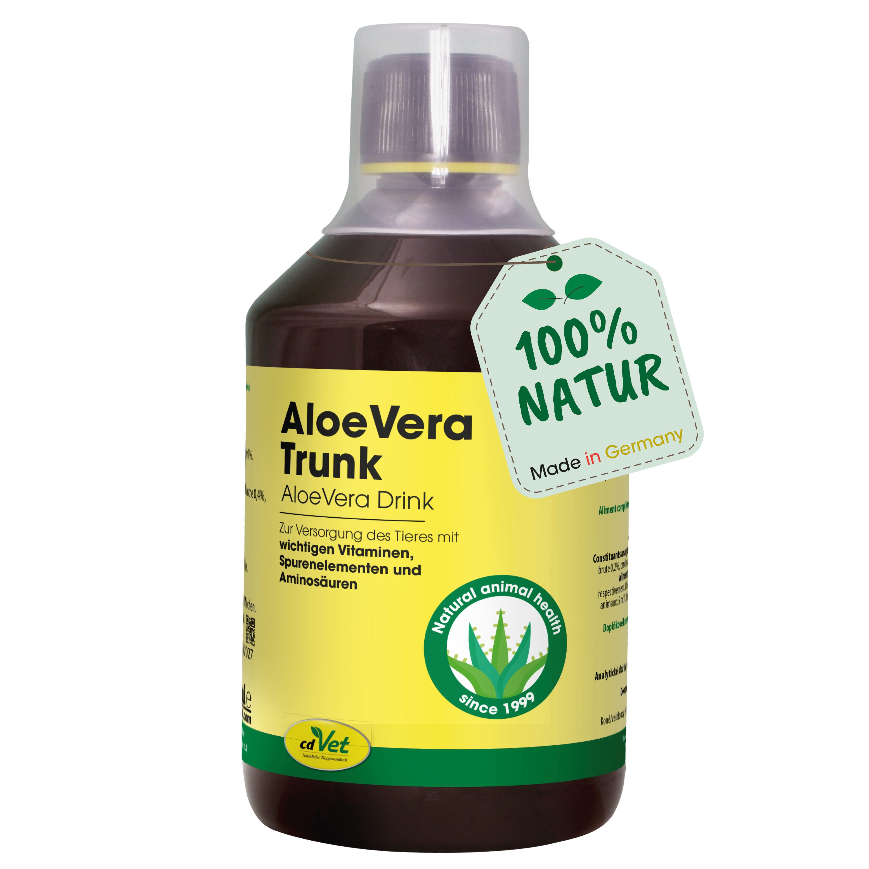cdVet AloeVera Trunk, Ergänzungsfutter für: Zwergkaninchen, Meerschweinchen, Pferde, Hunde, kann zur Aufrechterhaltung der physiologischen Darmflora beitragen