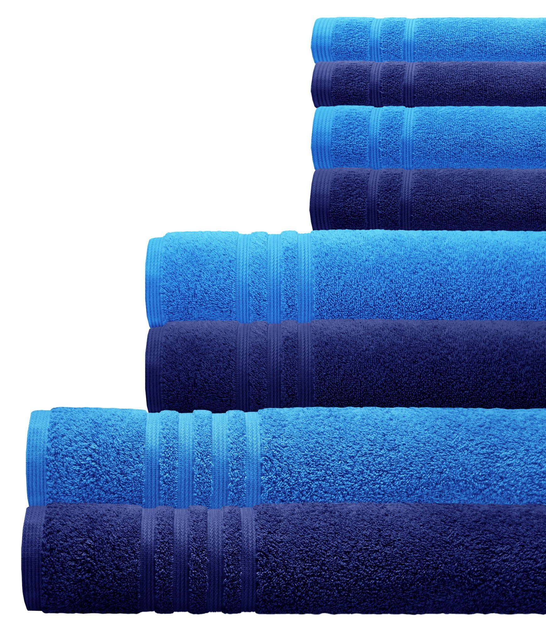 Lashuma Handtuch Set London, Frottee, (Set, 8-tlg), Blaue  Baumwollhandtücher im Handtuchset | Handtuch-Sets