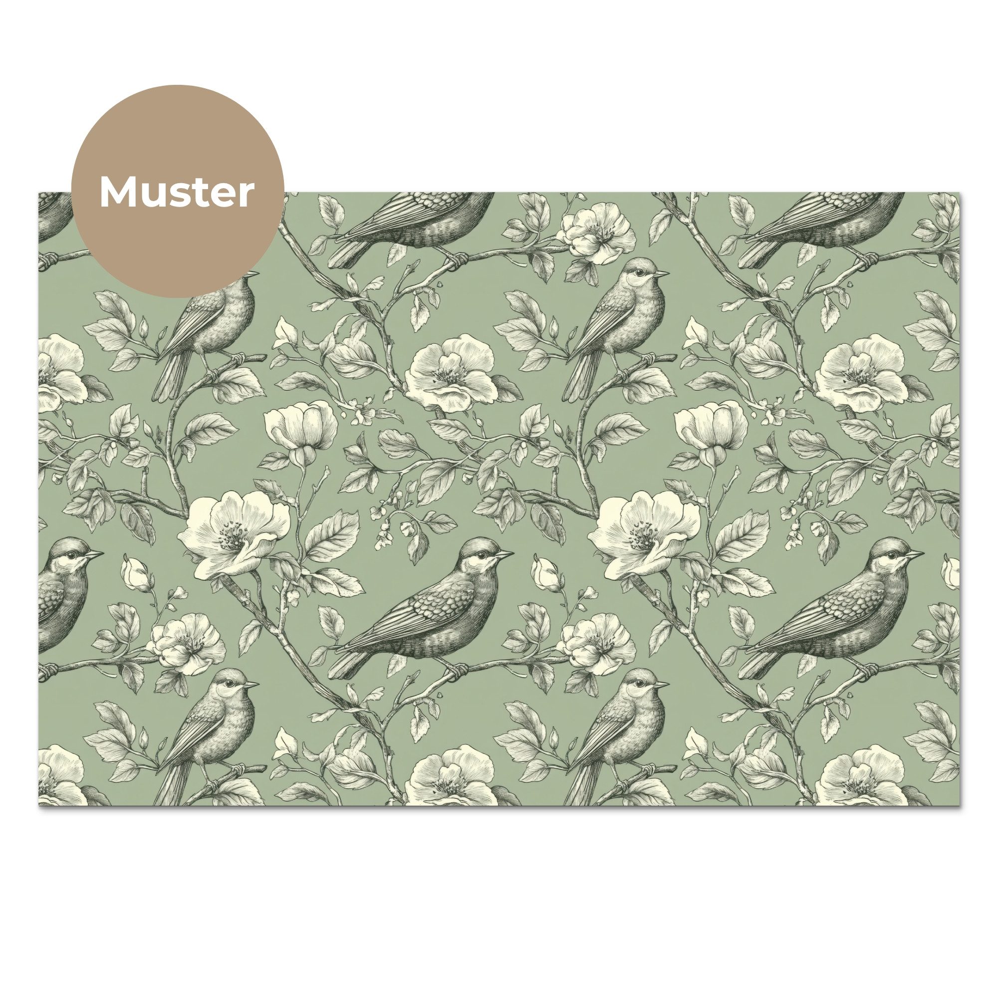 KitchenYeah Küchenrückwand Muster selbstklebend (keine Folie) Klassisch - Botanisch - Grün, (1-tlg), Spritzschutz, Küche, Rückwand, Küchenwand, Küchenfront, 30x20 cm
