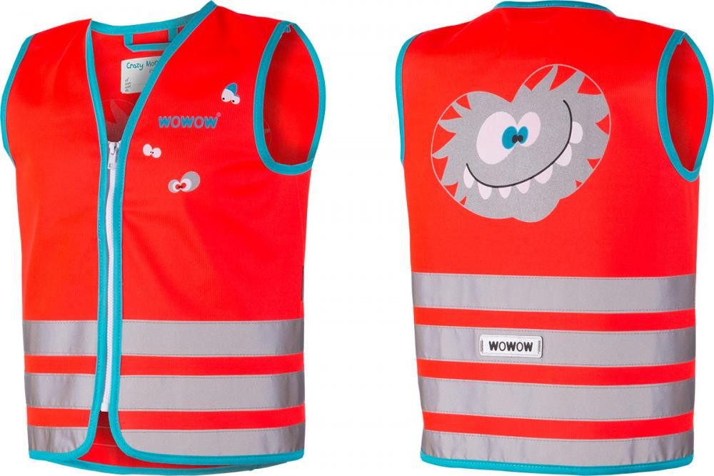 WOWOW Warnweste Wowow Sicherheitsweste Crazy Monster Jacket für Kinder Größe S rot