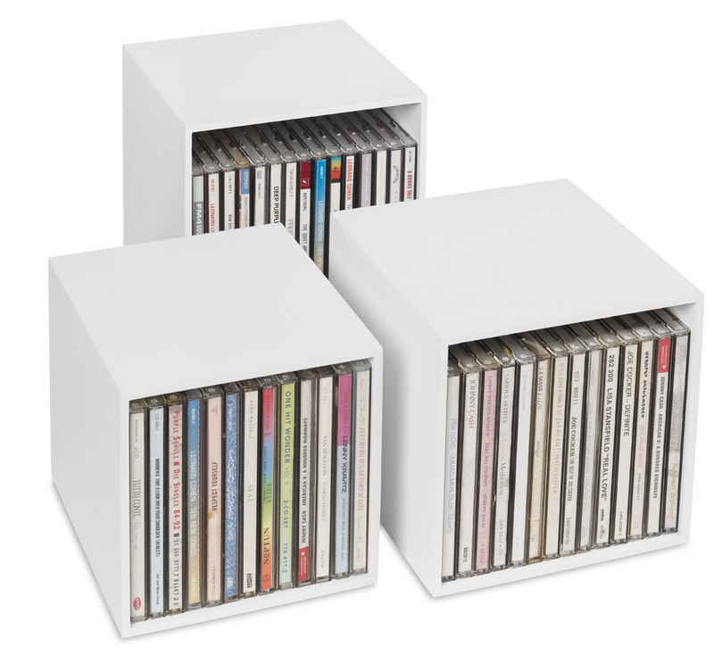 Cubix Aufbewahrungsbox »cubix-CD-Boxen-Set weiss, • 3 Aufbewahrungs-Boxen aus Holz für bis zu 40 CDs.«