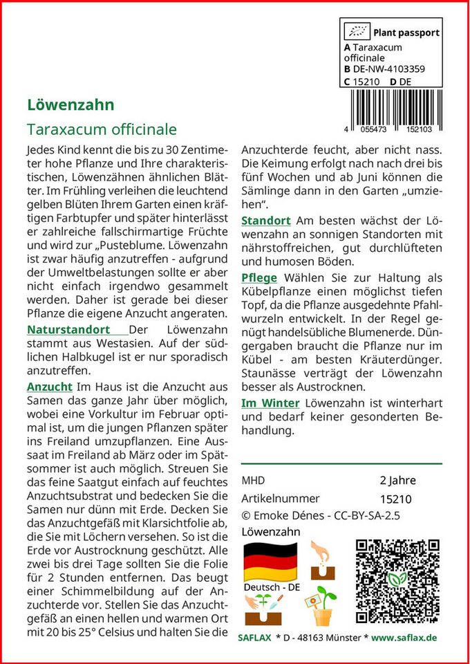 Thumbnail - SAFLAX Blumensamen SAFLAX - Samen - Löwenzahn