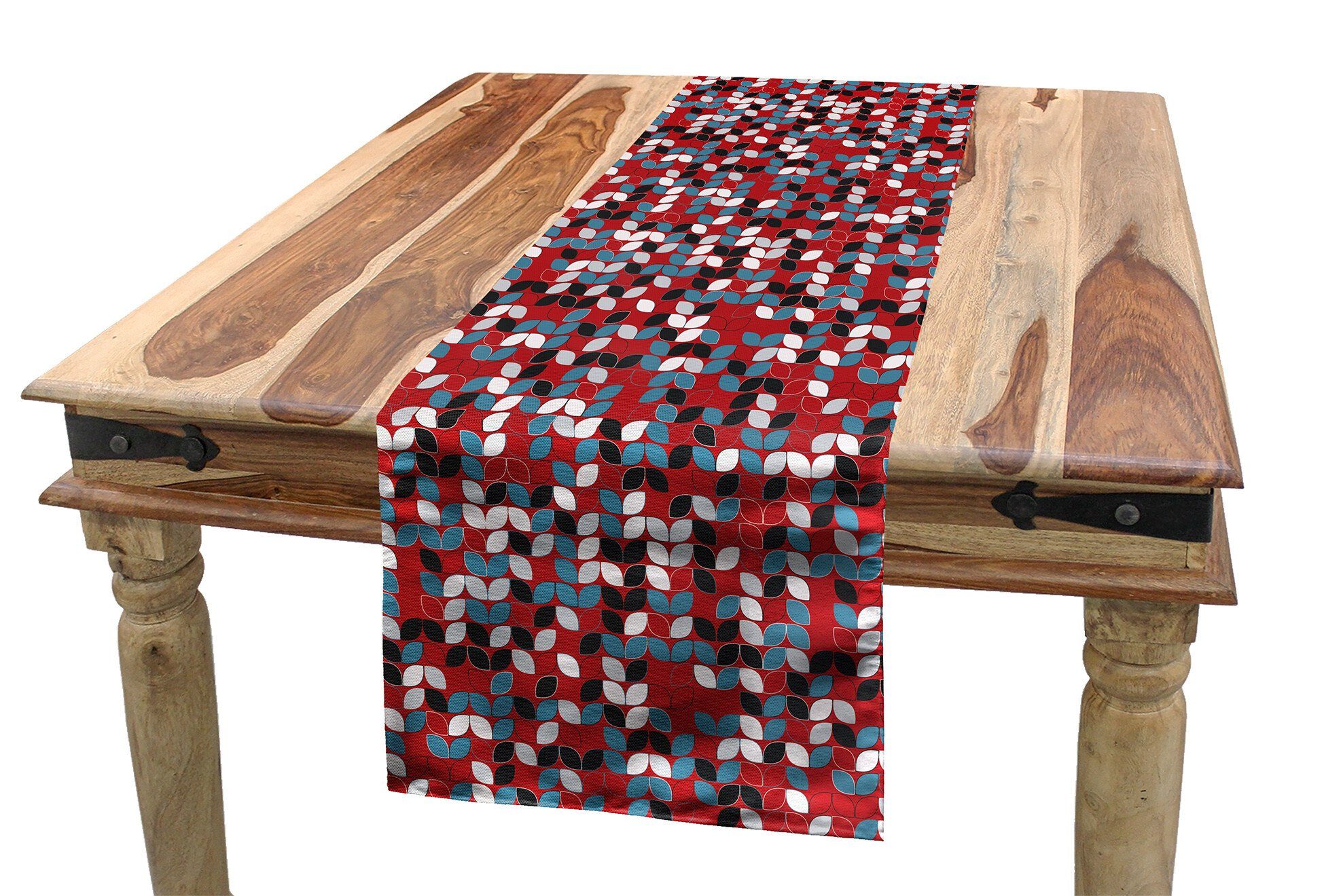 Abakuhaus Tischläufer Esszimmer Küche Rechteckiger Dekorativer Tischläufer, Abstrakt Farbige Blatt-ähnliche Formen