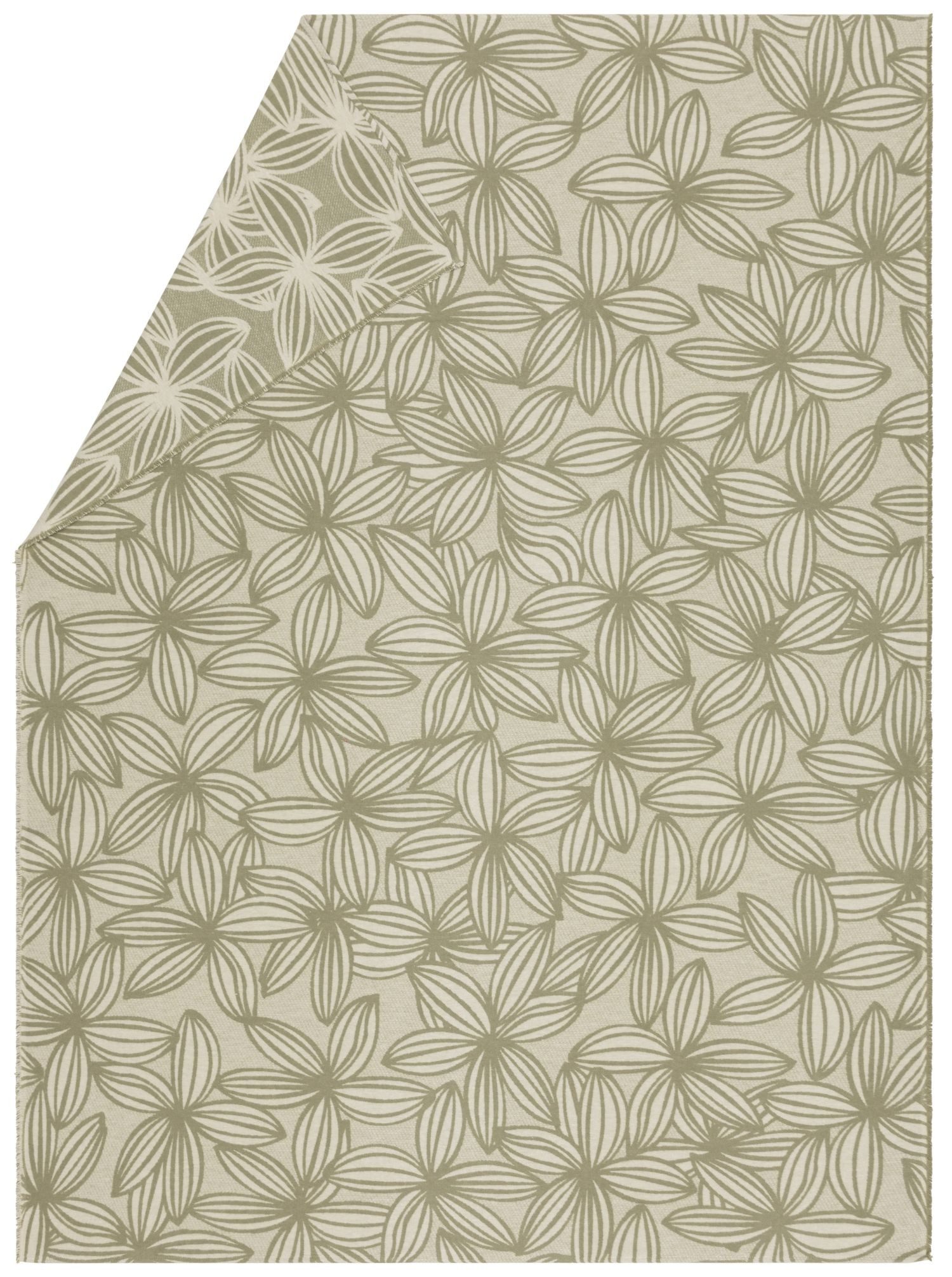 Wohndecke Silvretta 'Linea Flora' 140 x 200 cm Salbei- Grün, DAVID FUSSENEGGER