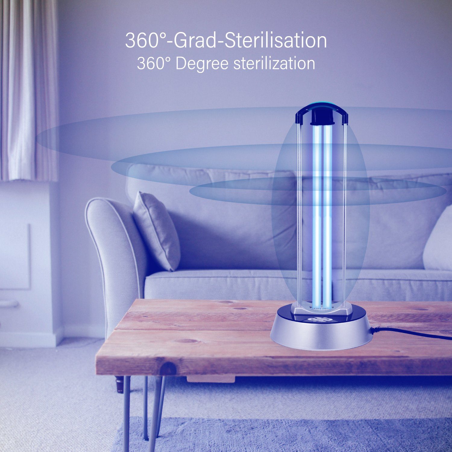 UV Räume, für geräuschlos 40 Leicke Desinfektionslampe, m² Luftreiniger