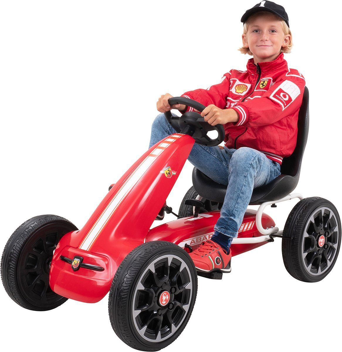 Actionbikes Motors Go-Kart Kinder Pedal Go Kart Abarth FS595 - Handbremse - 30 kg Traglast, Kinder Fahrzeug Spielzeug ab 4-10 Jahre- Tretfahrzeug - Kinderkart