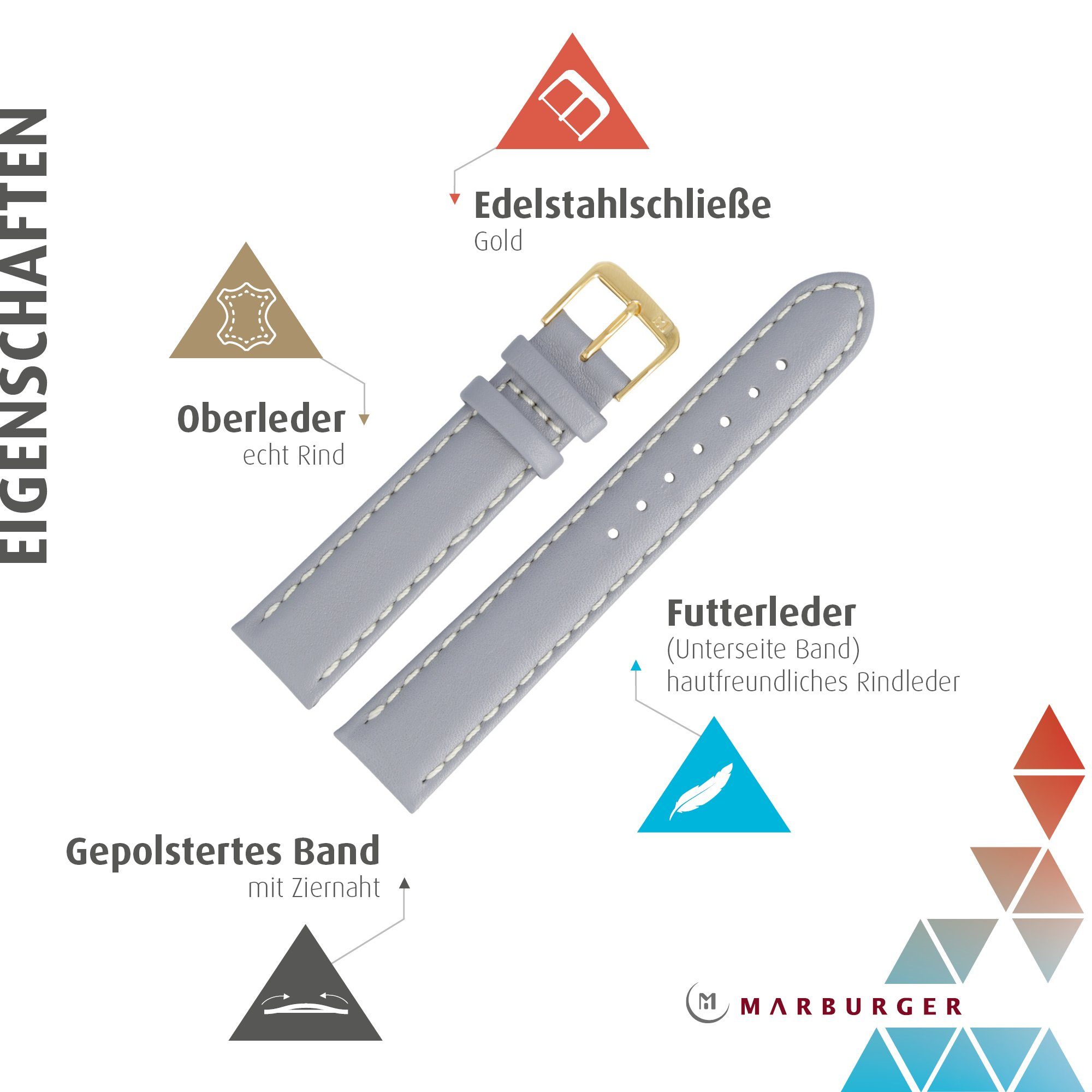 MARBURGER Uhrenarmband 22mm Leder