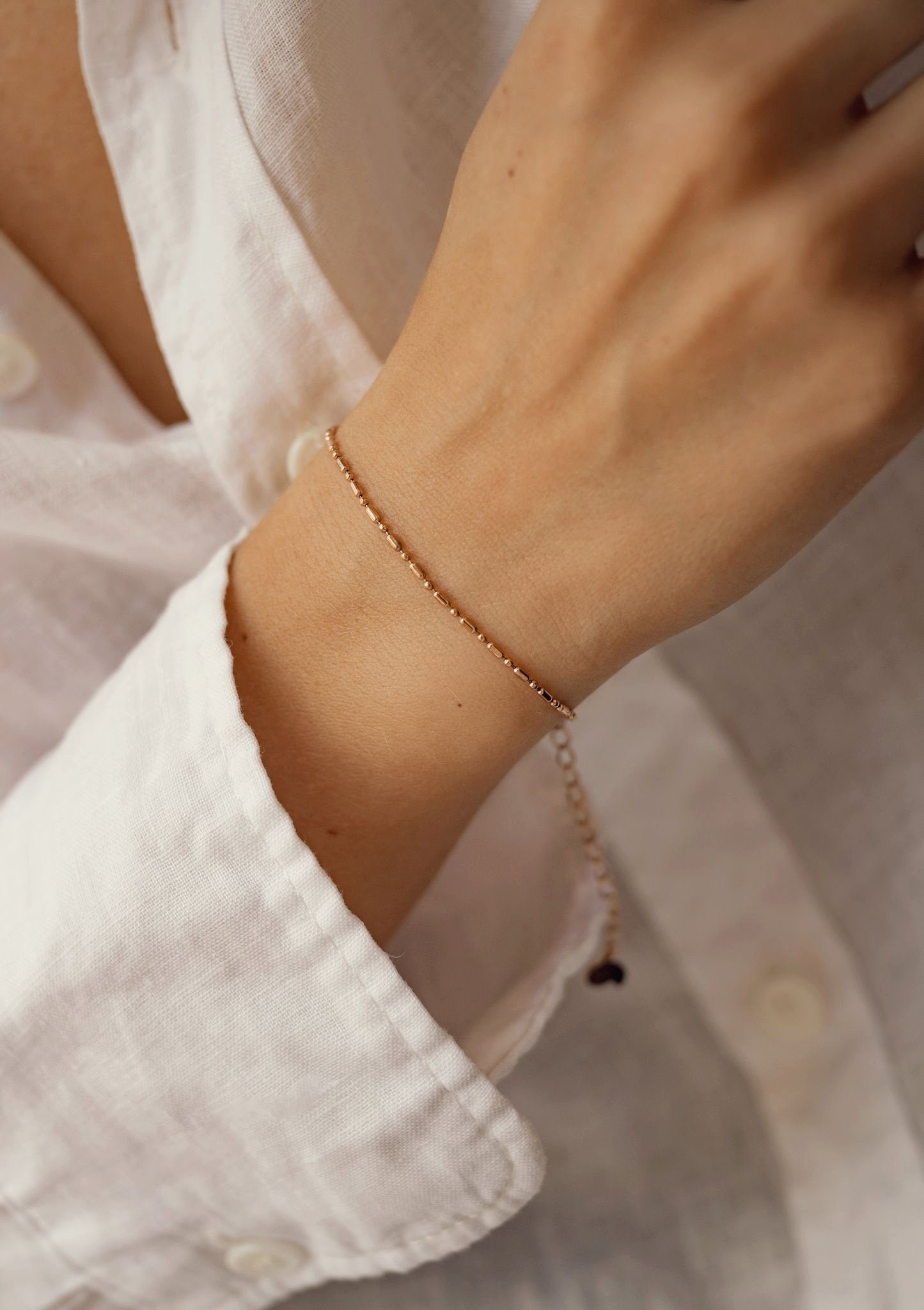 Hey Happiness Edelstahlarmband Damen Kugel Stab, Kugelkette 18K Roségold Ve günstig online kaufen