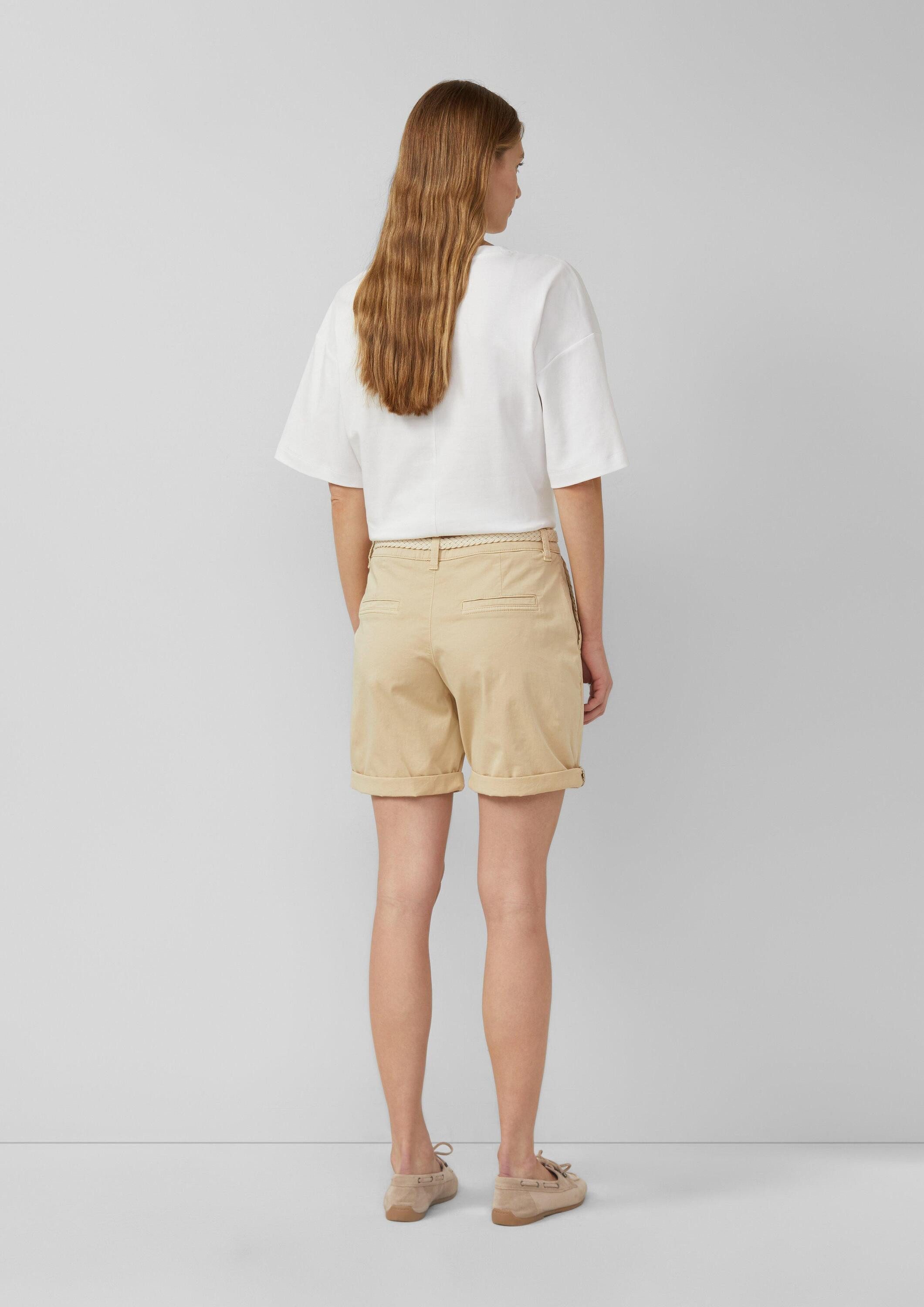 s.Oliver Shorts Hose Shorts mit geflochtenem Gürtel und Garment Dye