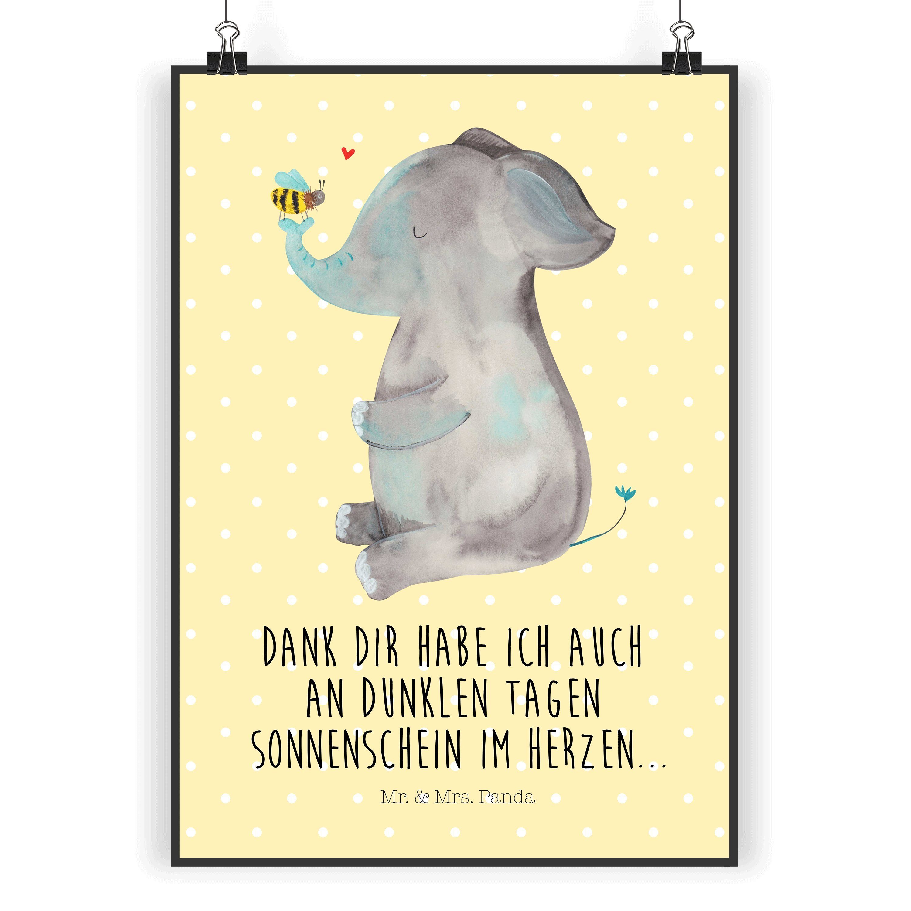Mr. & Mrs. Panda Poster »Elefant & Biene Gelb Pastell Geschenk