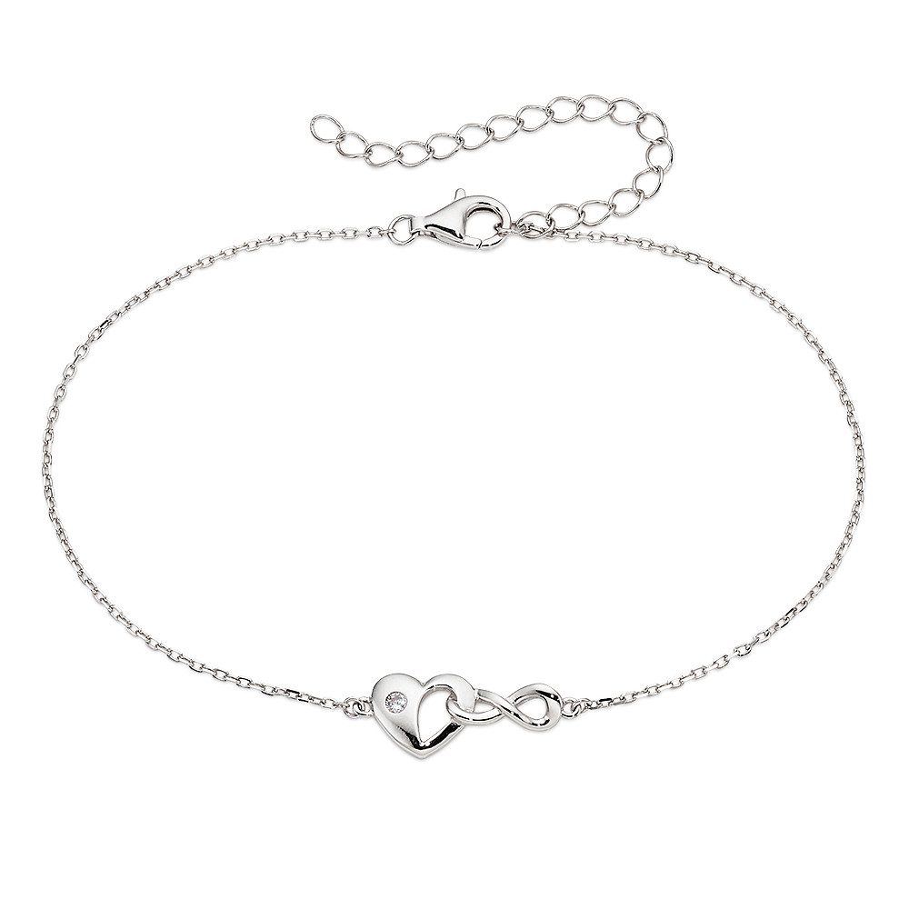 Bruno Banani Silberarmband Schmuck Geschenk mit Herz und Unendlichkeitsschleife/Infinity, mit Zirkonia (synth)