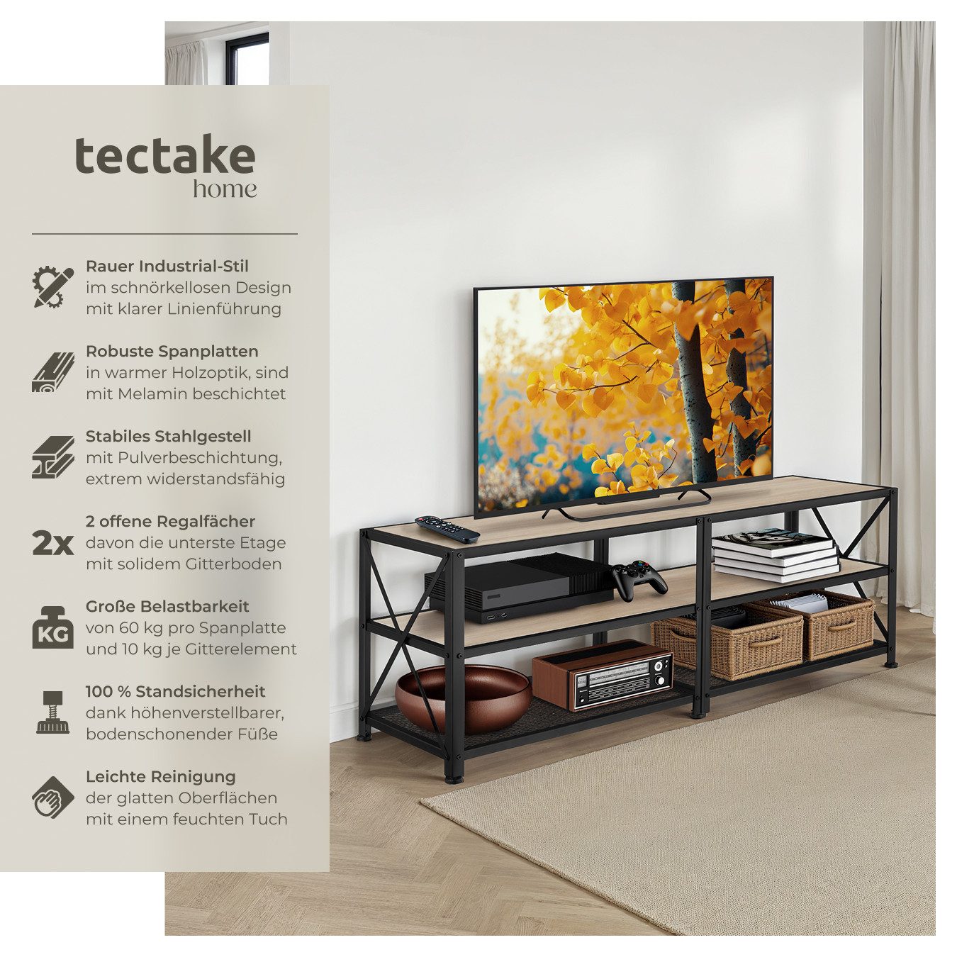 tectake Lowboard TV-Regal, Industrial Style günstig online kaufen