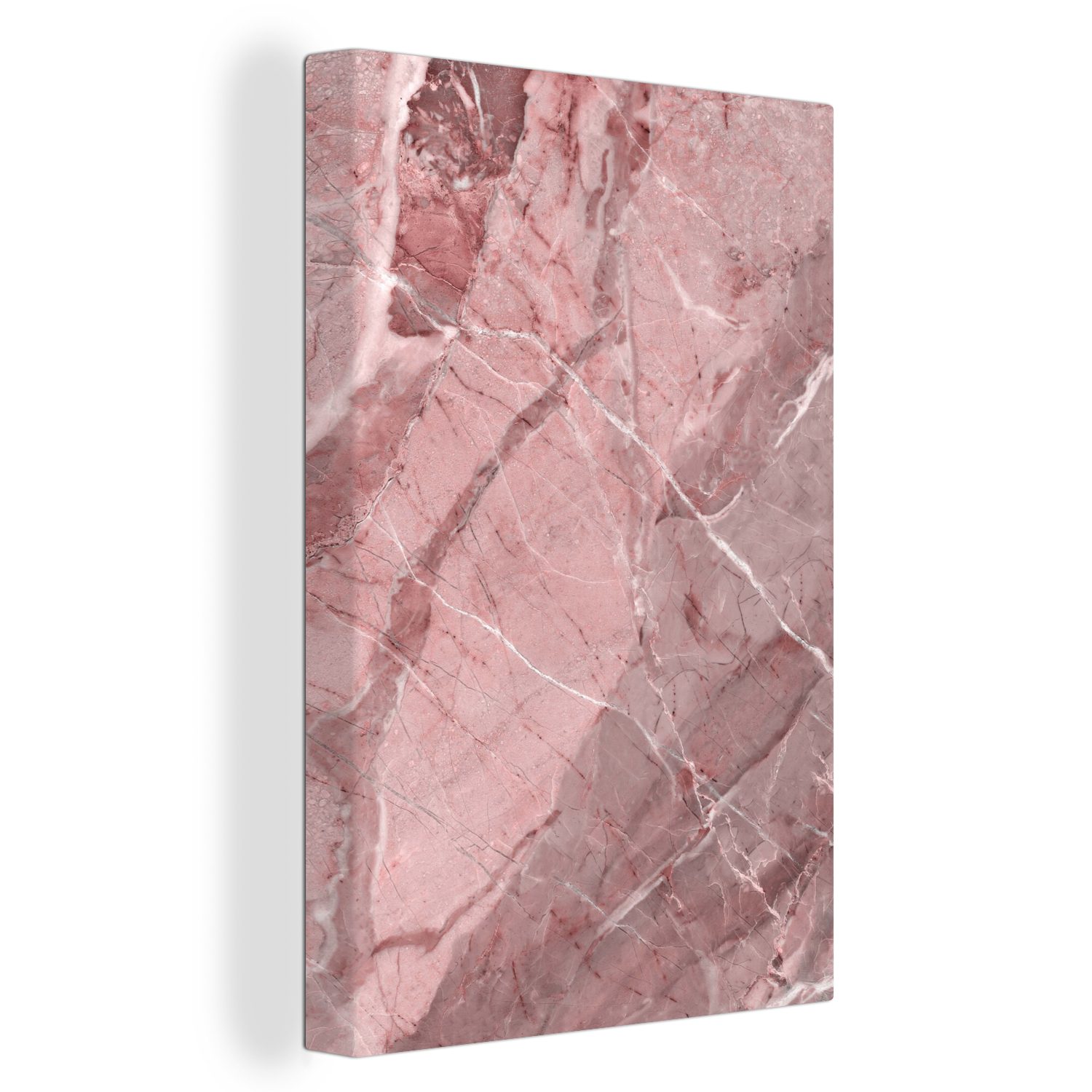 OneMillionCanvasses® Leinwandbild bespannt Granit Zackenaufhänger, fertig cm - Kieselsteine, Leinwandbild inkl. St), 20x30 (1 - Rosa Gemälde