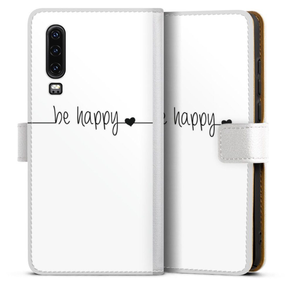 DeinDesign Handyhülle Statement Sprüche Glück Be Happy weisser