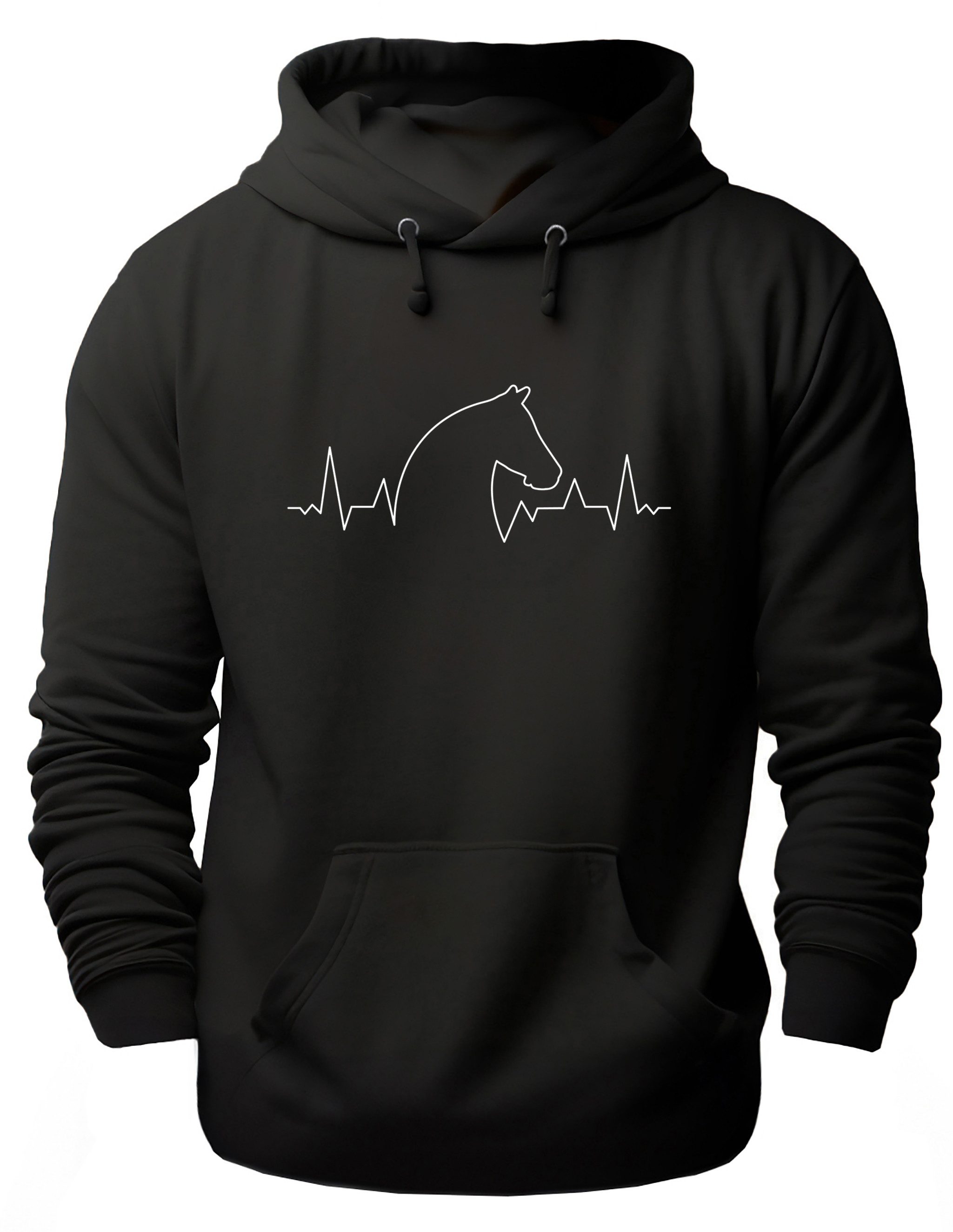 MyDesign24 Hoodie Pferde Kapuzen Pulli - Pferd mit Herzschlaglinie Herren und Damen Kapuzensweater i154