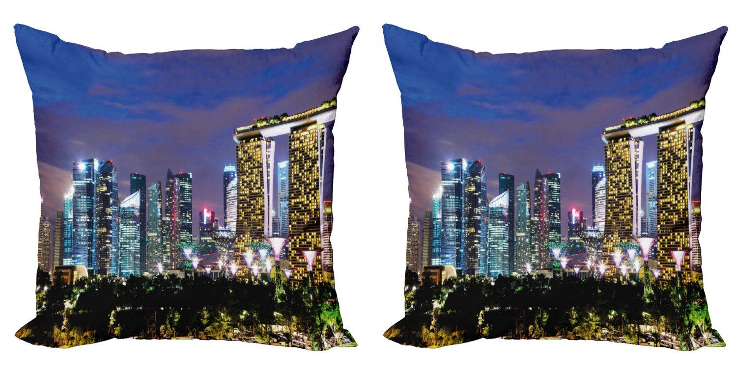 Digitaldruck, (2 Stadt Accent Stück), Singapur Modern Doppelseitiger Kissenbezüge Abakuhaus Reise