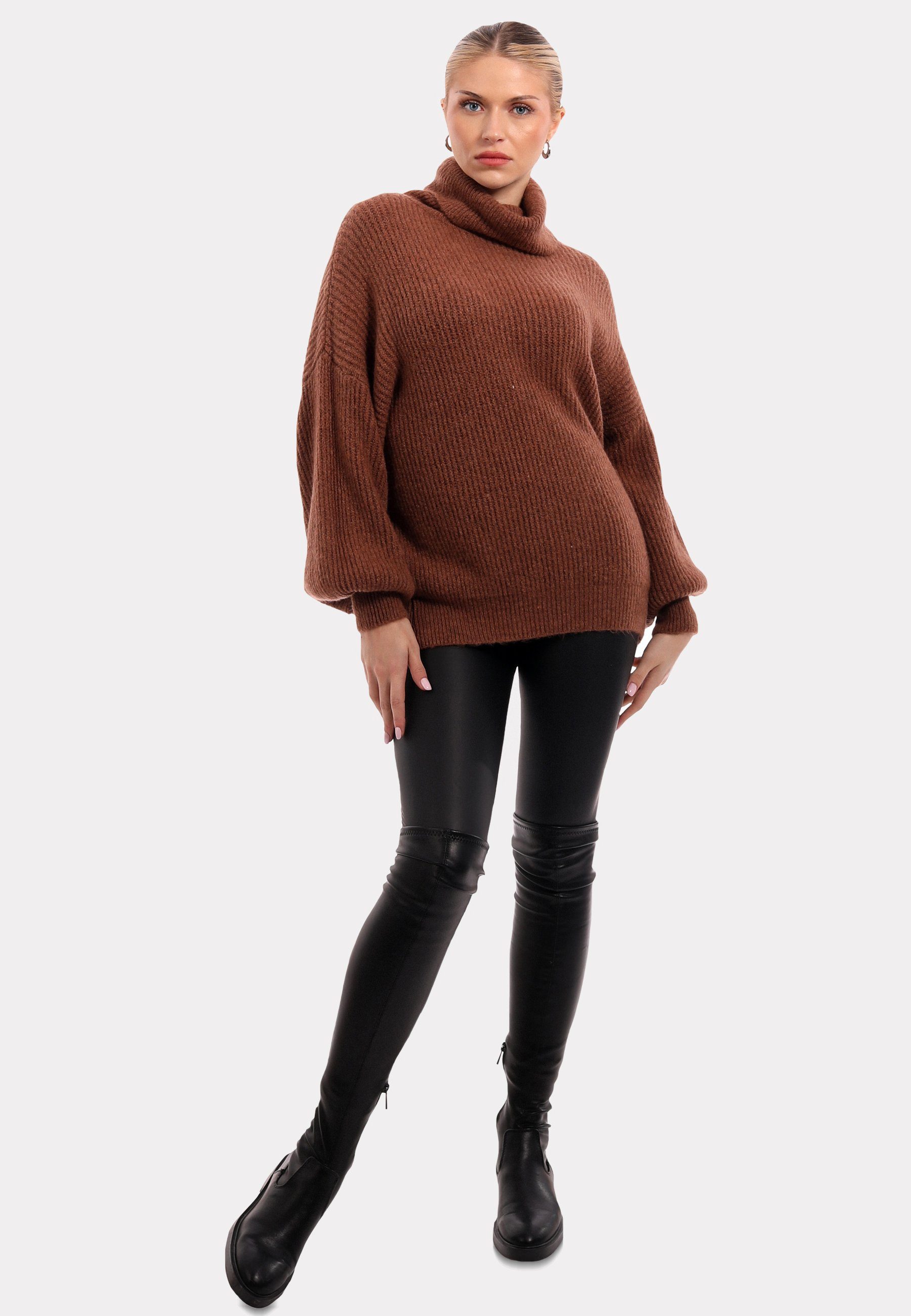 Pullover Winter Style Fashion & mit Rollkragenpullover Casual in Unifarbe YC Rollkragen Sweater Camel