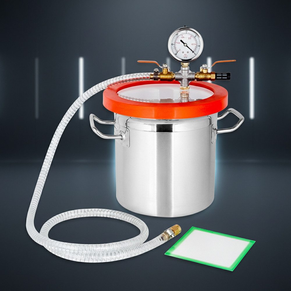 Vakuumbehälter 7,6L Vakuumkammer Edelstahl 20x20cm Entgasungskammer Harzfalle Vakuum