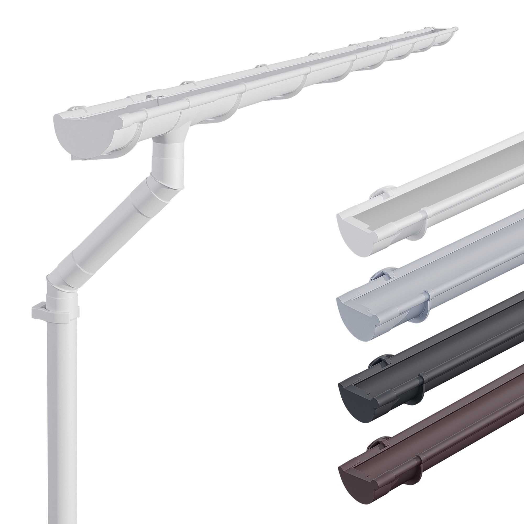 INEFA Dachrinne NW 100 Dachrinnen-Set halbrund für Gartenhaus, Carport, Terrasse,3m, Regenrinnen-Set von INEFA, 1-St., Set für eine Dachseite, 1 Dachseite, Regenrinne Kunststoff für Pultdach, Made in Germany