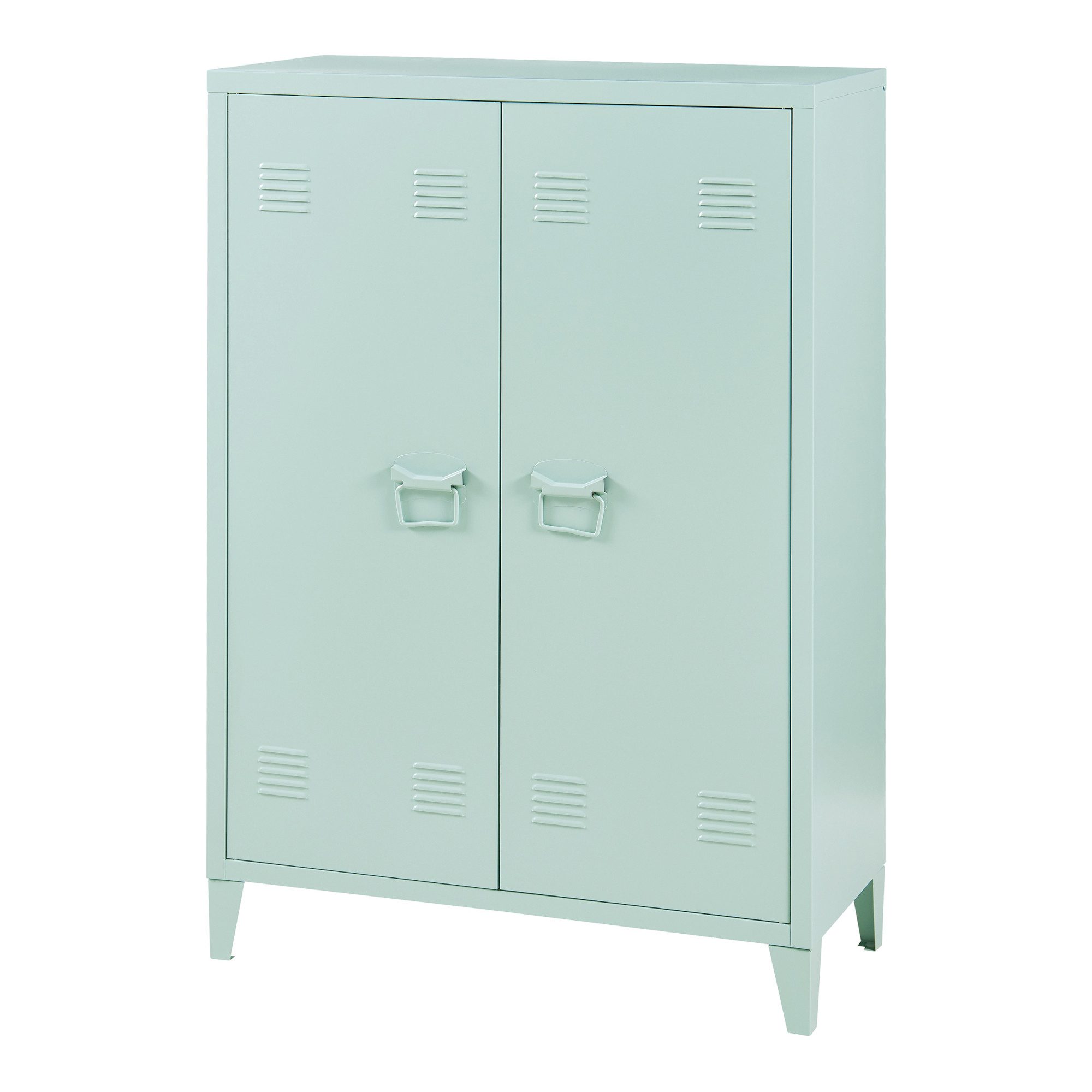 en.casa Aktenschrank »Oripää« mit 2 Türen Stahl 110x75x33 cm Pastellgrün