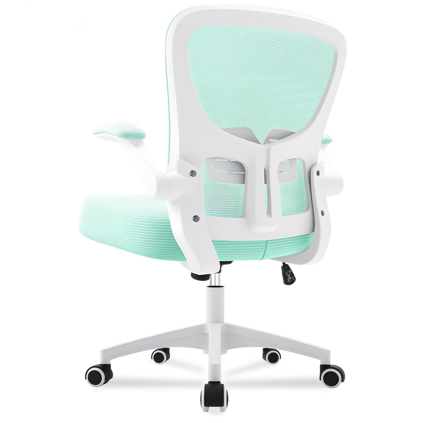 Durrafy Bürostuhl Ergonomischer Bürostuhl,Schreibtischstuhl mit klappbaren Armlehnen (Höhenverstellbarer Drehstuhl mit Wippfunktion bis 130°,Computerstuhl mit verstellbarer Lendenwirbelstütze und leisen Rollen), Chefsessel mit 150 kg Tragfähigkeit