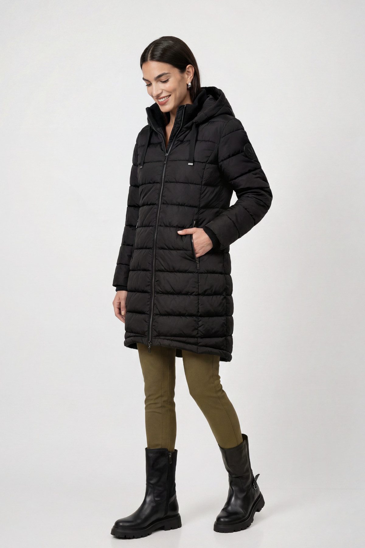 Monari Steppmantel Mantel Stepp Regular fit mit Stehkragen und Kapuze – Bild 5 von 5