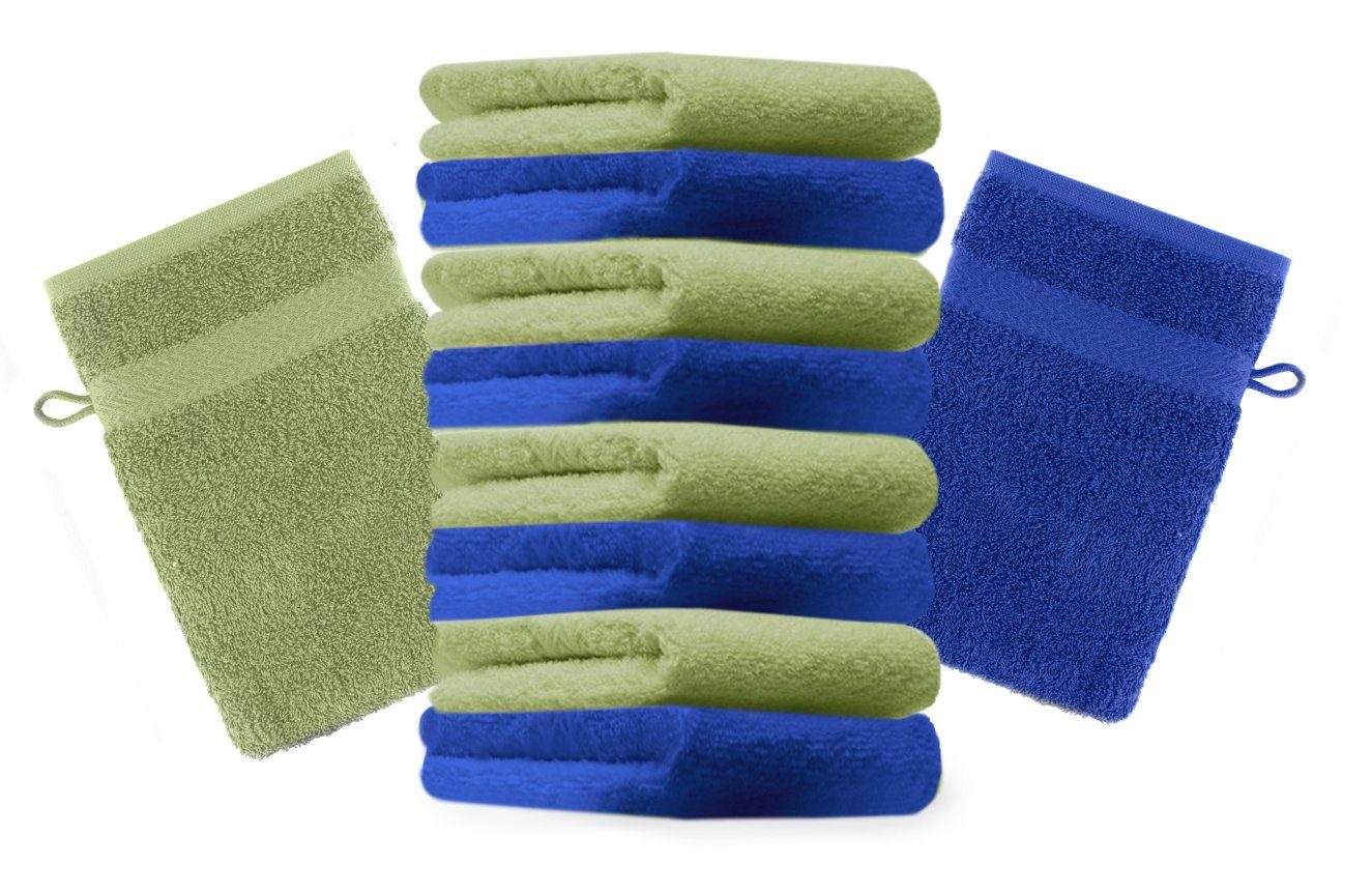 Betz Waschhandschuh 10 Stück Premium 16x21 cm Farbe Royalblau und apfelgrün, Baumwolle (10-St)