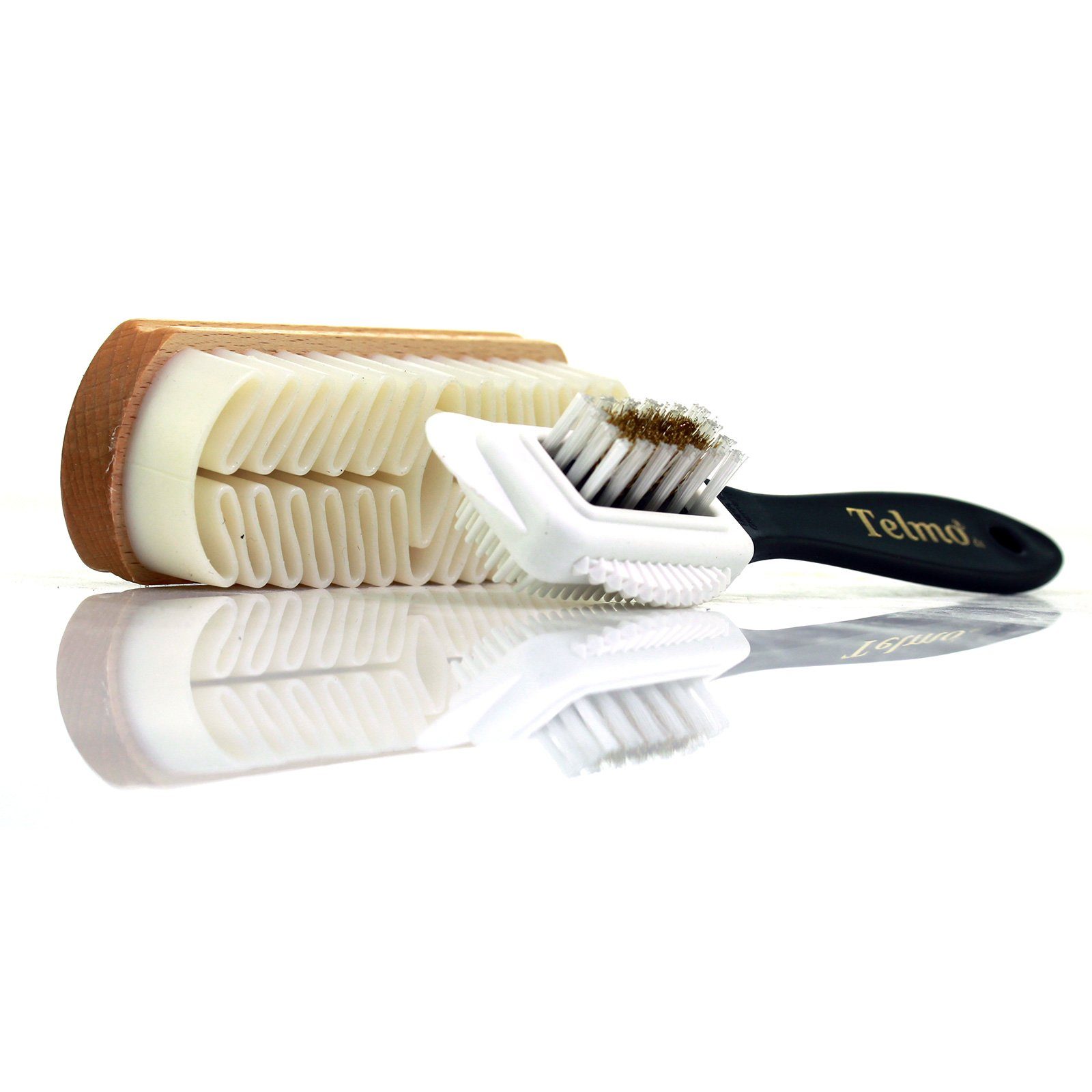 TelMo Set Wildlederbürste Raulederbürste Nubukbürste Krepp Messing/Nylon Lederpflegeset