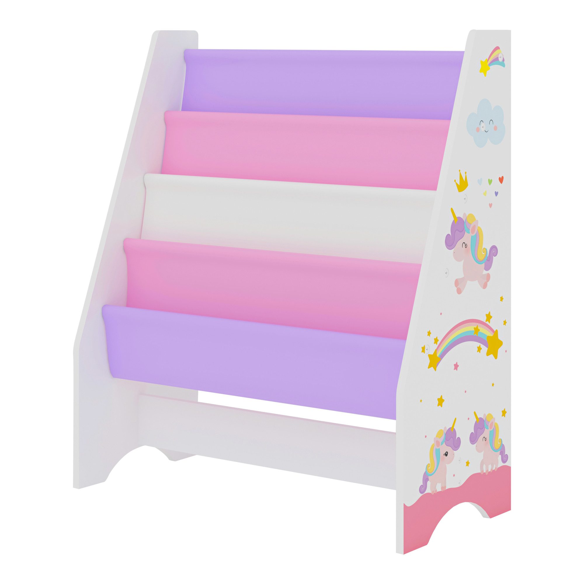 en.casa Kinderregal, »Fisterra« Kinder-Bücherregal 4 Ablagefächer Weiß/Lila günstig online kaufen