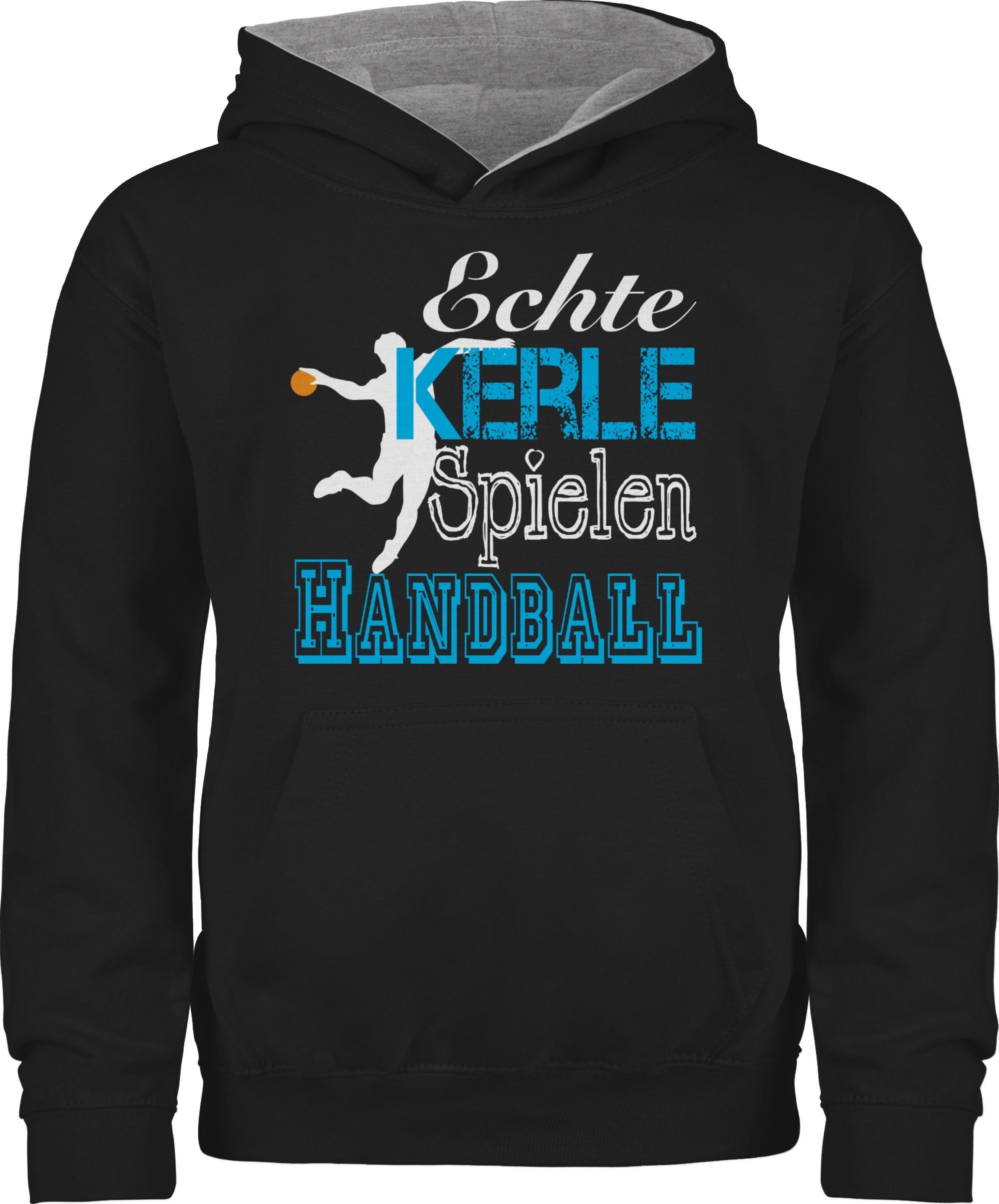Shirtracer Hoodie Echte Kerle Spielen Handball weiß Kinder Sport Kleidung 2 Schwarz/Grau meliert