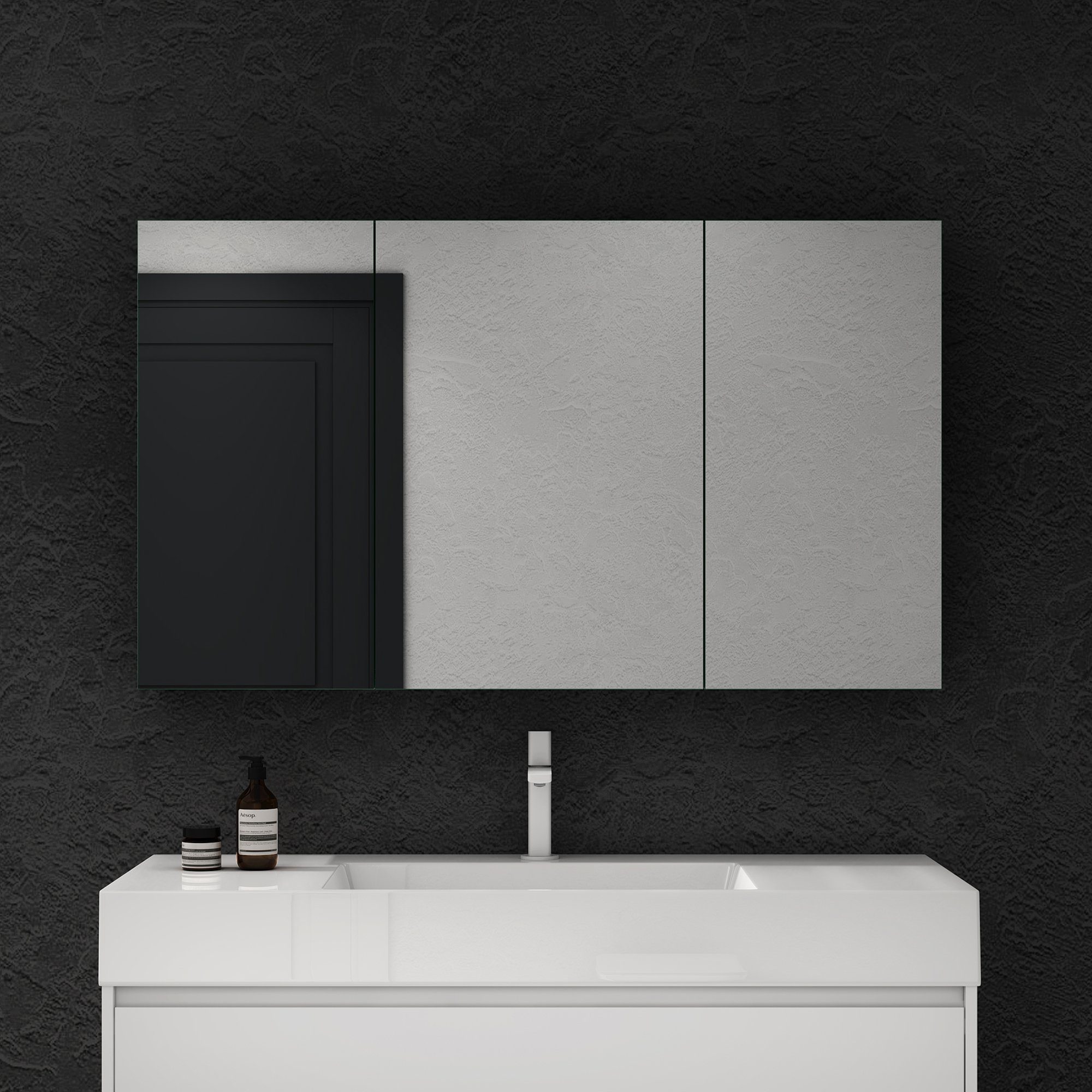 doporro Badezimmerspiegelschrank Wandchrank Aufbewahrungsschrank Badezimmer Spiegelschrank02 matt weiß