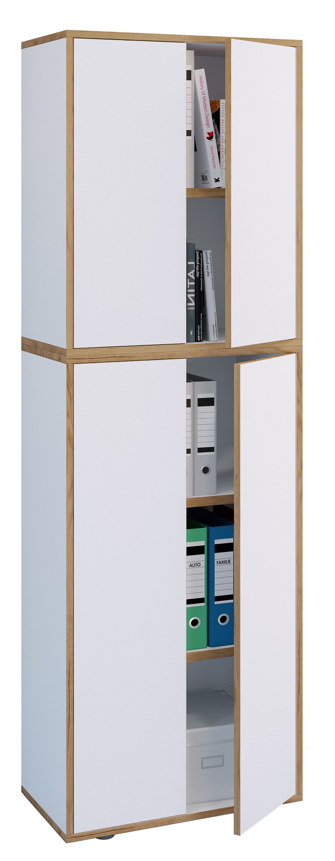 VCM Aktenschrank Salia Aktenschrank B. 60 x T. 33 x H. 183 cm Ordnung für Akten und Ordner, praktisch fürs Homeoffice und Büro