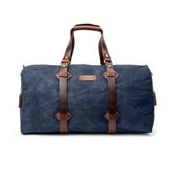 DRAKENSBERG Reisetasche Weekender »Cody« Ozean-Blau, wetterfeste Vintage Sportasche aus gewachstem Canvas und Leder