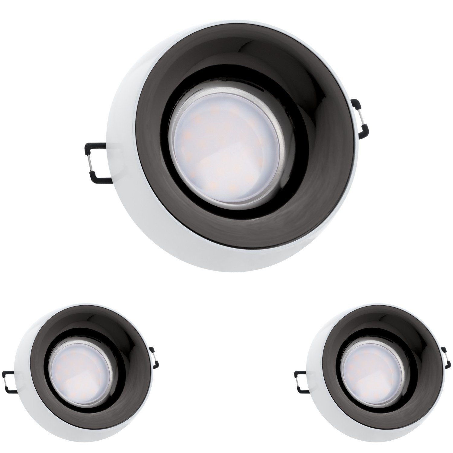 LEDANDO LED Einbaustrahler 3er LED Einbaustrahler Set Weiß mit LED GU5.3 / MR16 Markenstrahler vo