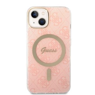 Guess Handyhülle GUESS Schutzhülle für Apple iPhone 14 Plus Hard Case 4G Print MagSafe Cover Etui Rosa