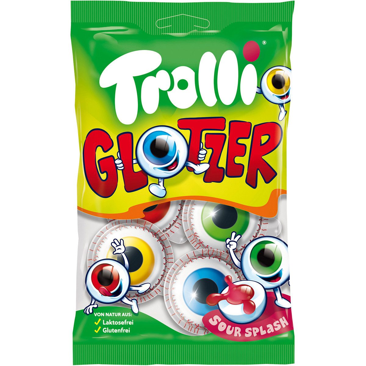 TROLLI Süßigkeit, Trolli Glotzer 4 Schaumzucker und Fruchtgummi Bonbons mit Füllung 75g
